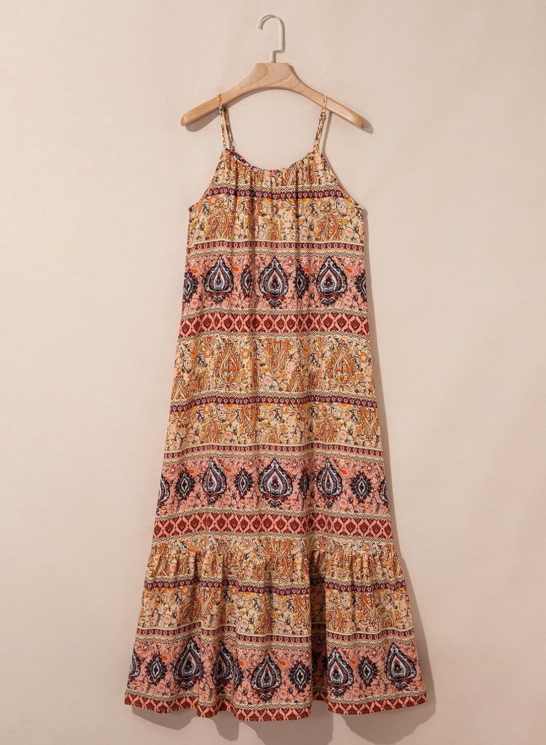 Thumbnail 3 de Dokotoo Women Summer Dresses 2026 Spaghetti Strap Scoop Neck Smocked Ruffle Flowy Boho Maxi Dress