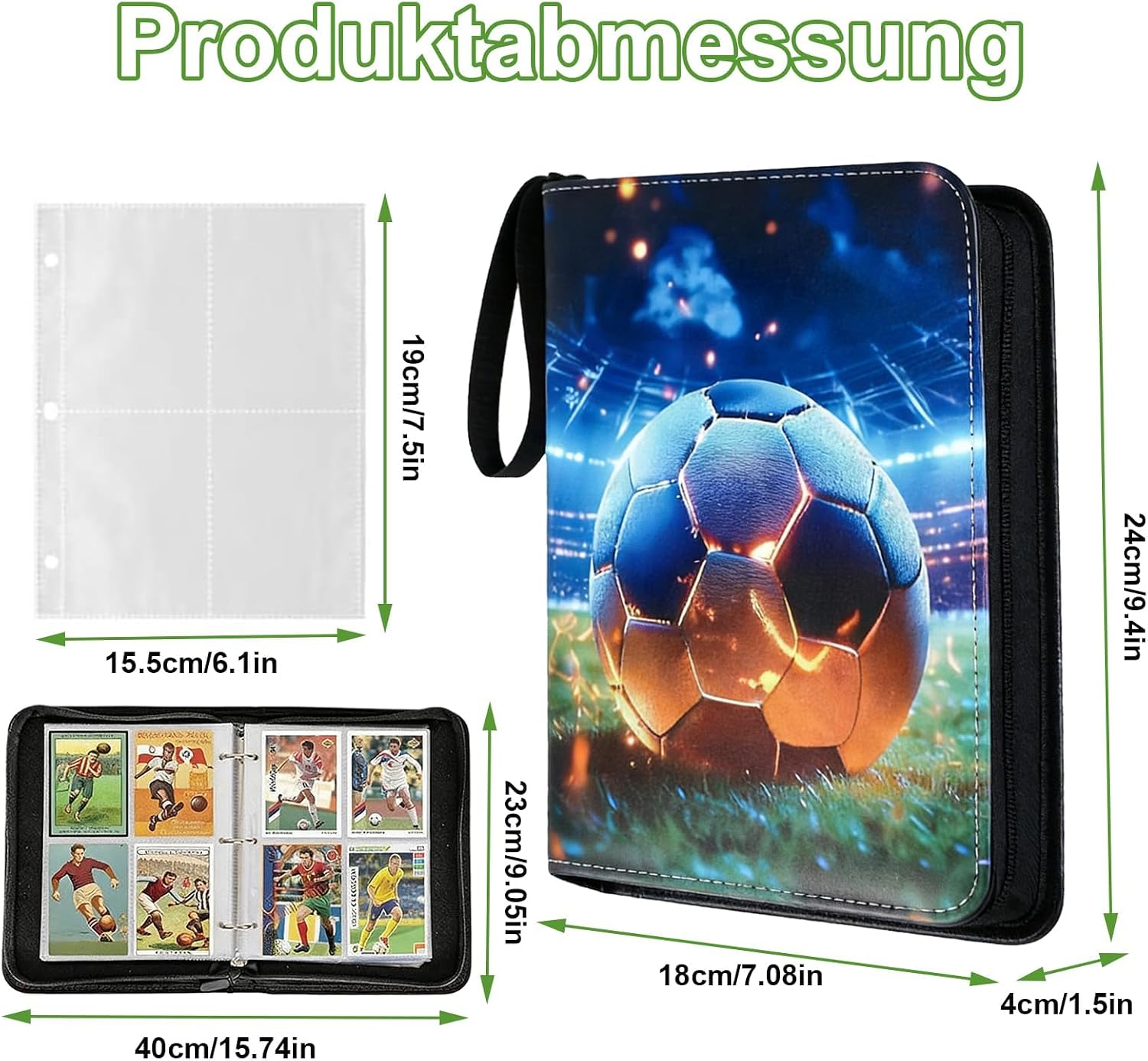 Detalle de Sammelkarten Album Fußballkarten – 400 Karten, 4 Taschen pro Seite, 50 Seiten
