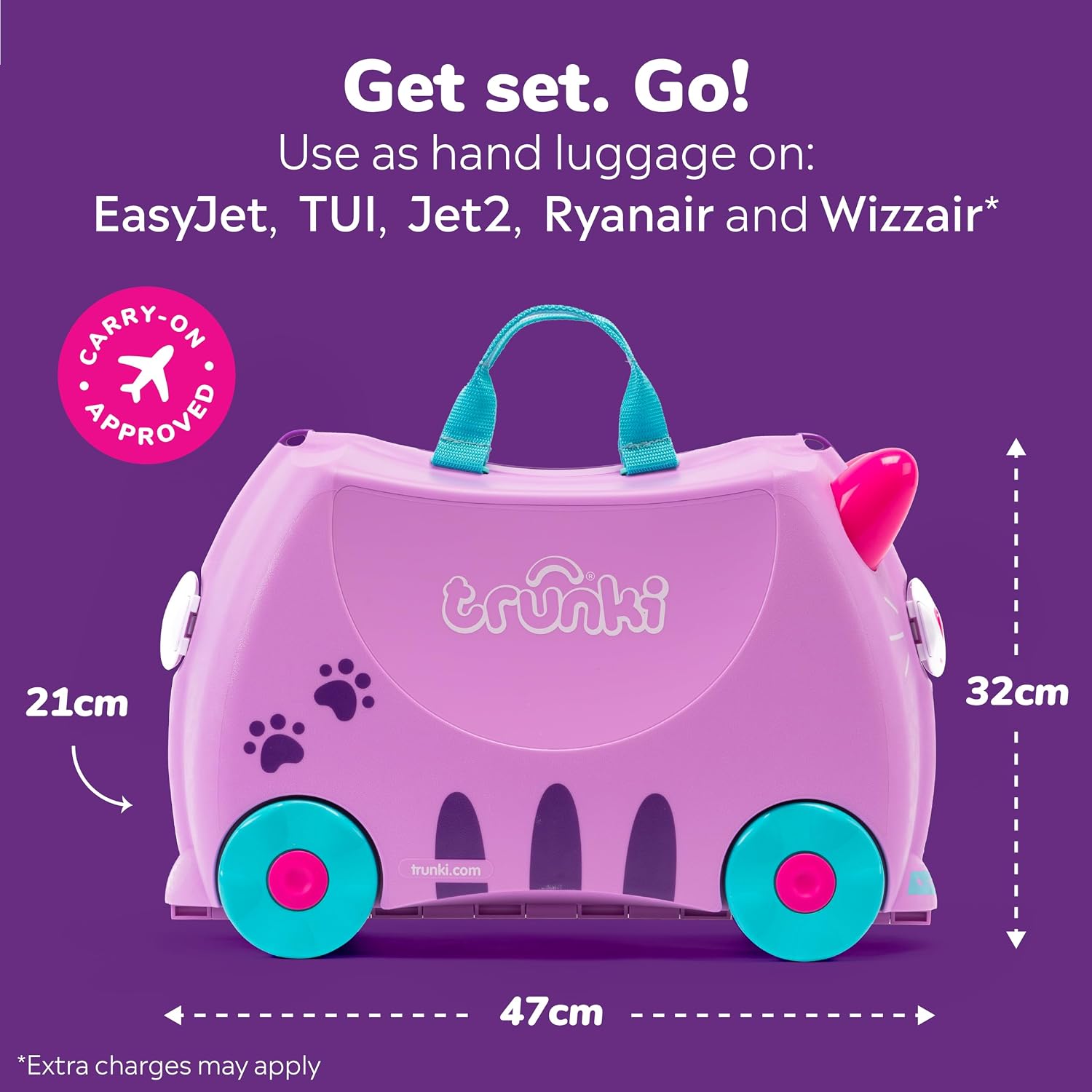 Thumbnail 1 de Trunki Cassie Cat Lilac Ride-On Suitcase: A Practical Travel Companion for Toddlers