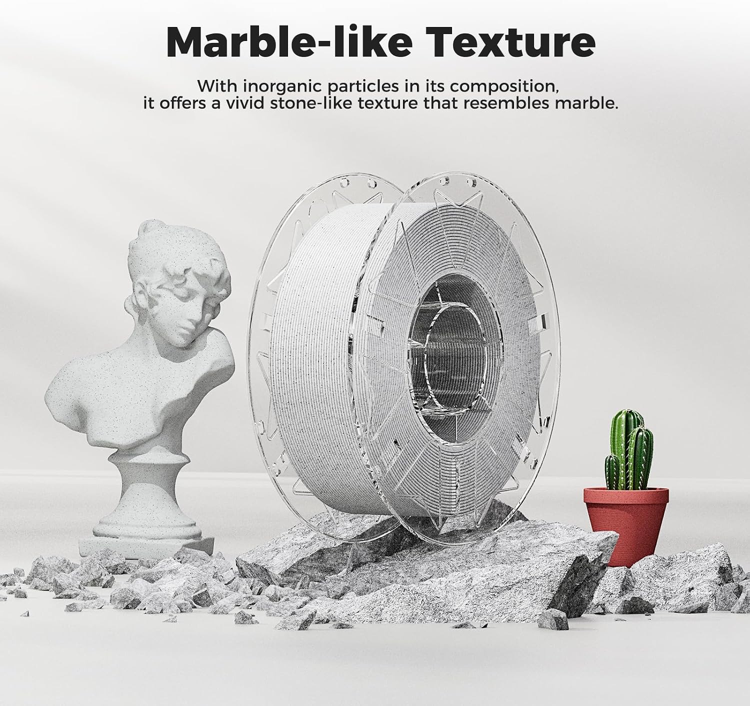 Detalle de Creality Hyper PLA Marble RFID 1.75mm filament (1kg) for 3D printing, natural marble-like texture