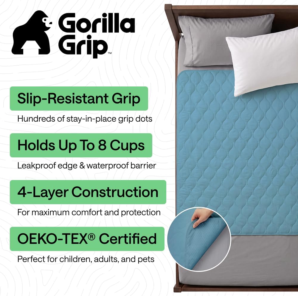 Detalle 2 de GORILLA GRIP 840029649077 Reusable Underpad, 34 x 52 in, Blue