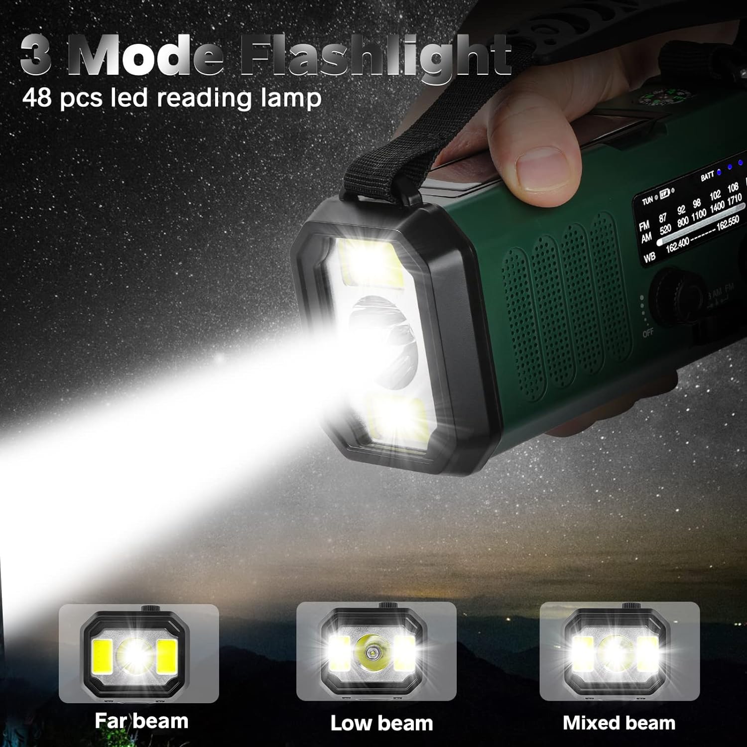 Thumbnail 2 de Hand Crank Emergency Radio with NOAA Weather & AM/FM, Solar + 10,000mAh Battery