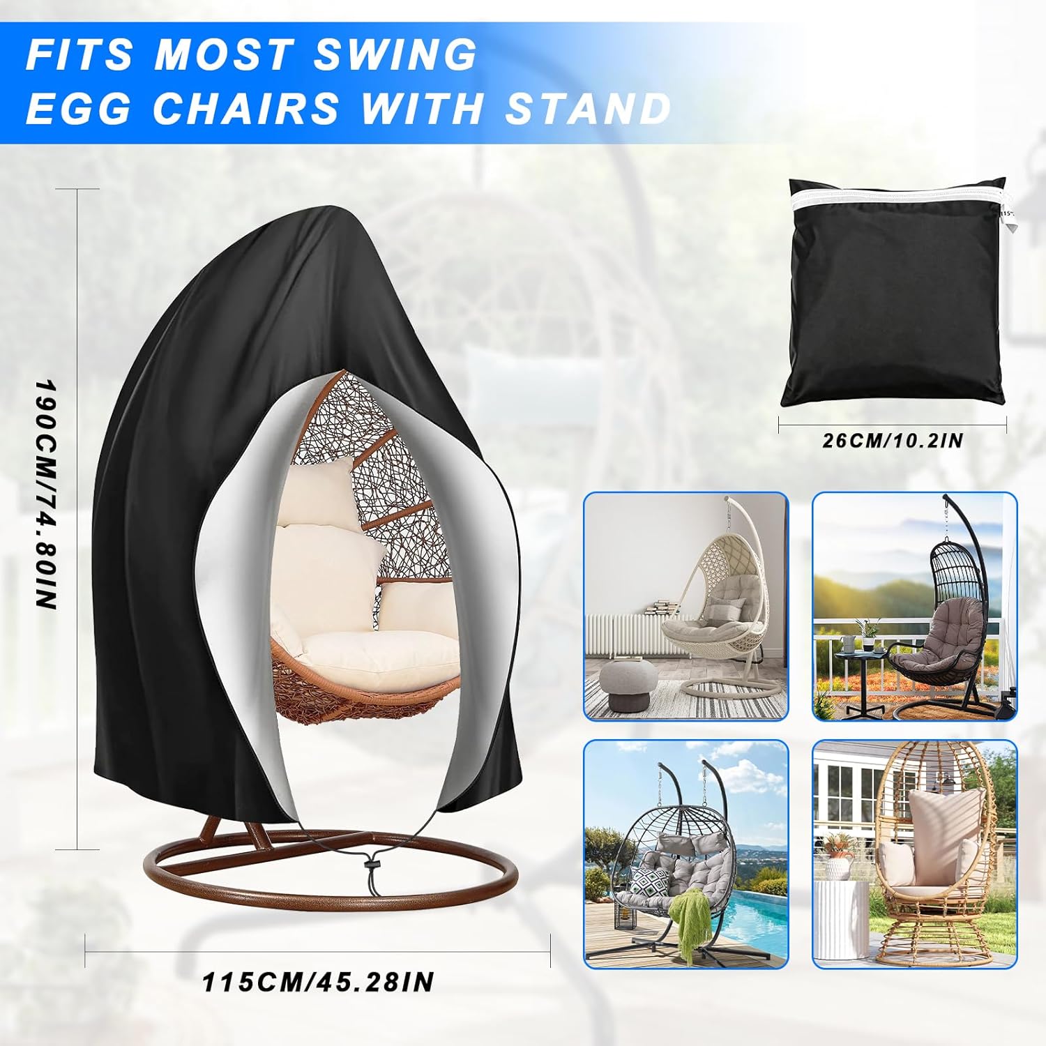 Thumbnail 1 de Emwel 190x115cm Hanging Chair Cover