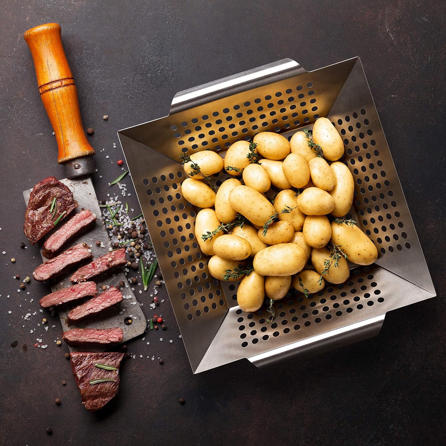 Thumbnail 1 de Blumtal cestino per verdure BBQ e grill in acciaio inox con cestello antiaderente (large)