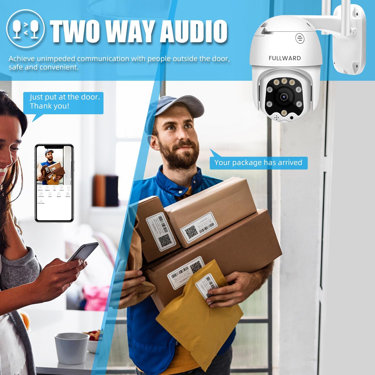 Thumbnail 3 de FULLWARD 4MP Wireless Outdoor Security Camera with Human AI Motion Detection and PTZ Dome