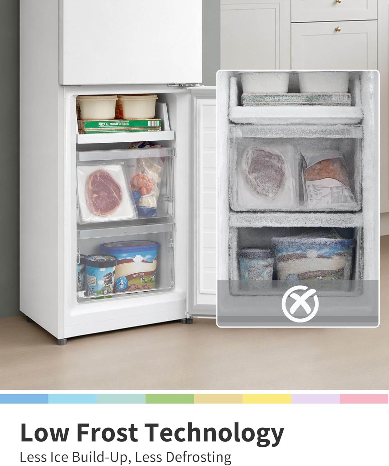 Detalle 2 de COMFEE' 174L Freestanding Fridge Freezer, Low Frost, RCB169WH2(E)