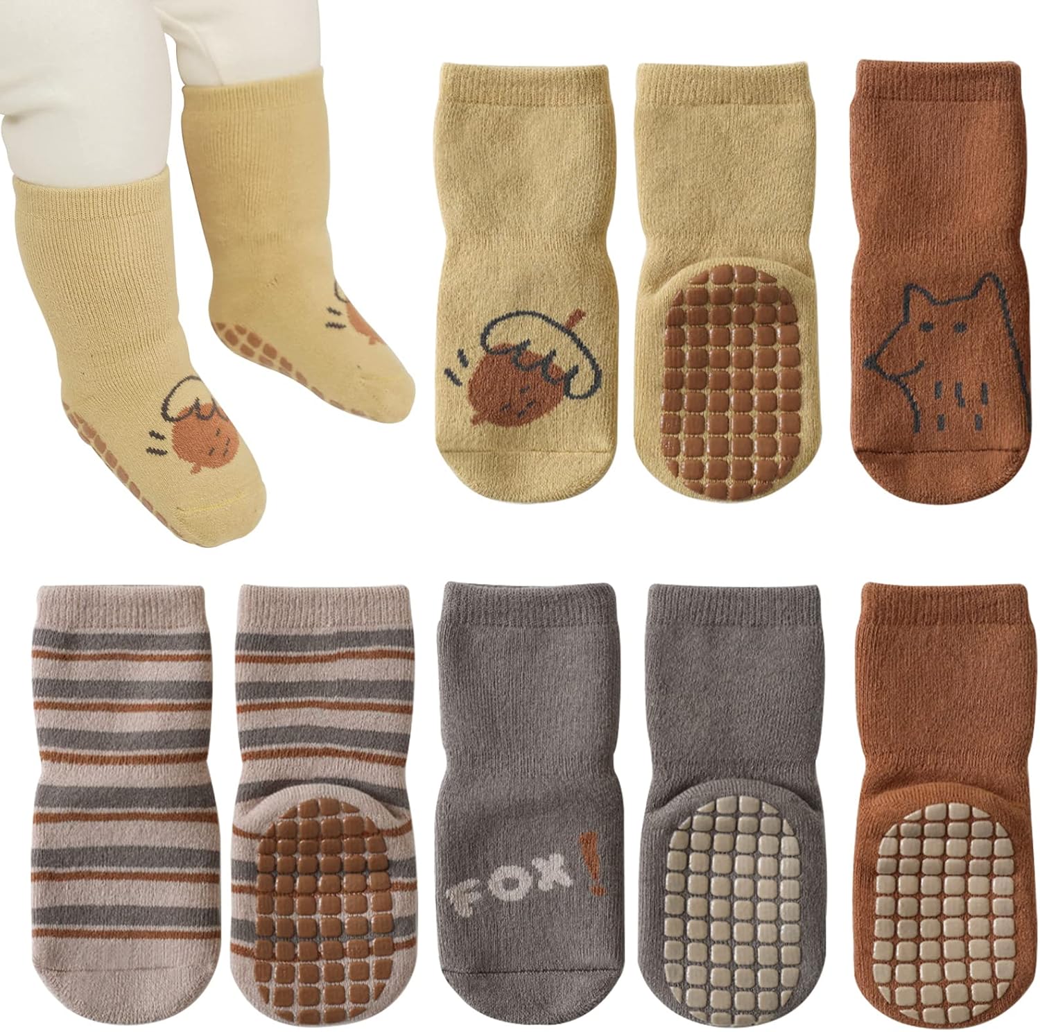 Thumbnail 5 de Bigqin 4 Pairs Baby Socks for Girls Boys – Thickened, Anti-Slip Cotton Mix
