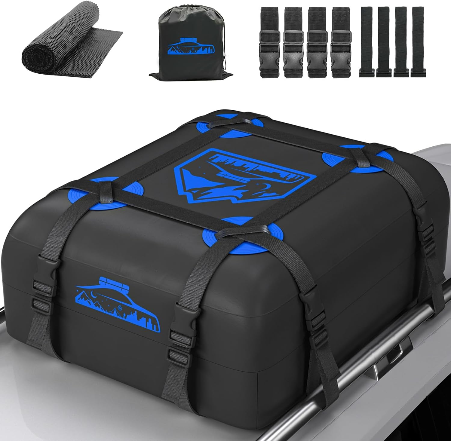 Detalle de Rymopuey Roof Bag: 20 Cubic Feet of Waterproof, No-Rrack Installation Car Roof Storage