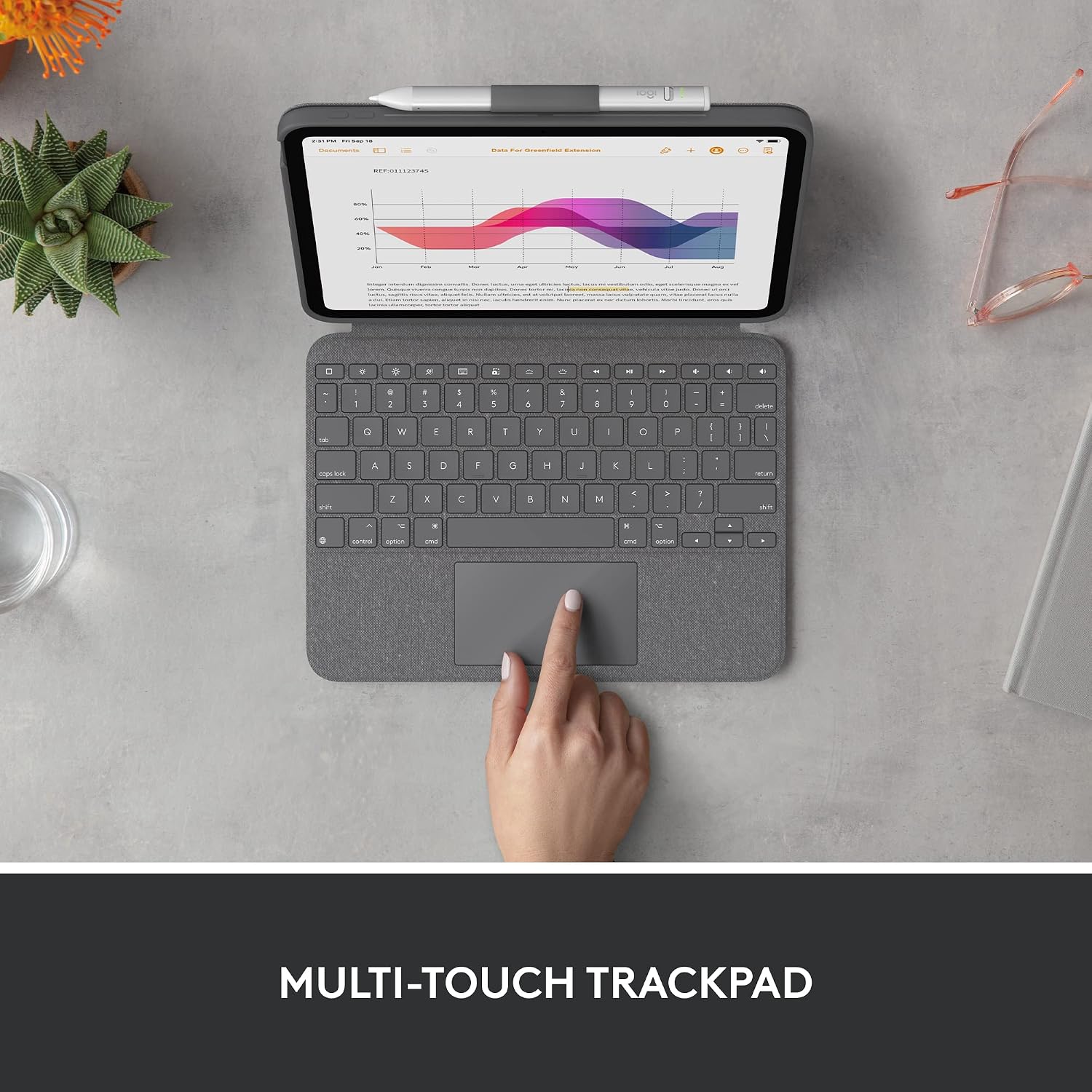 Detalle de Logitech Combo Touch Keyboard Case for iPad (10th gen & A16) with Detachable Keyboard and Crayon — UK Grey