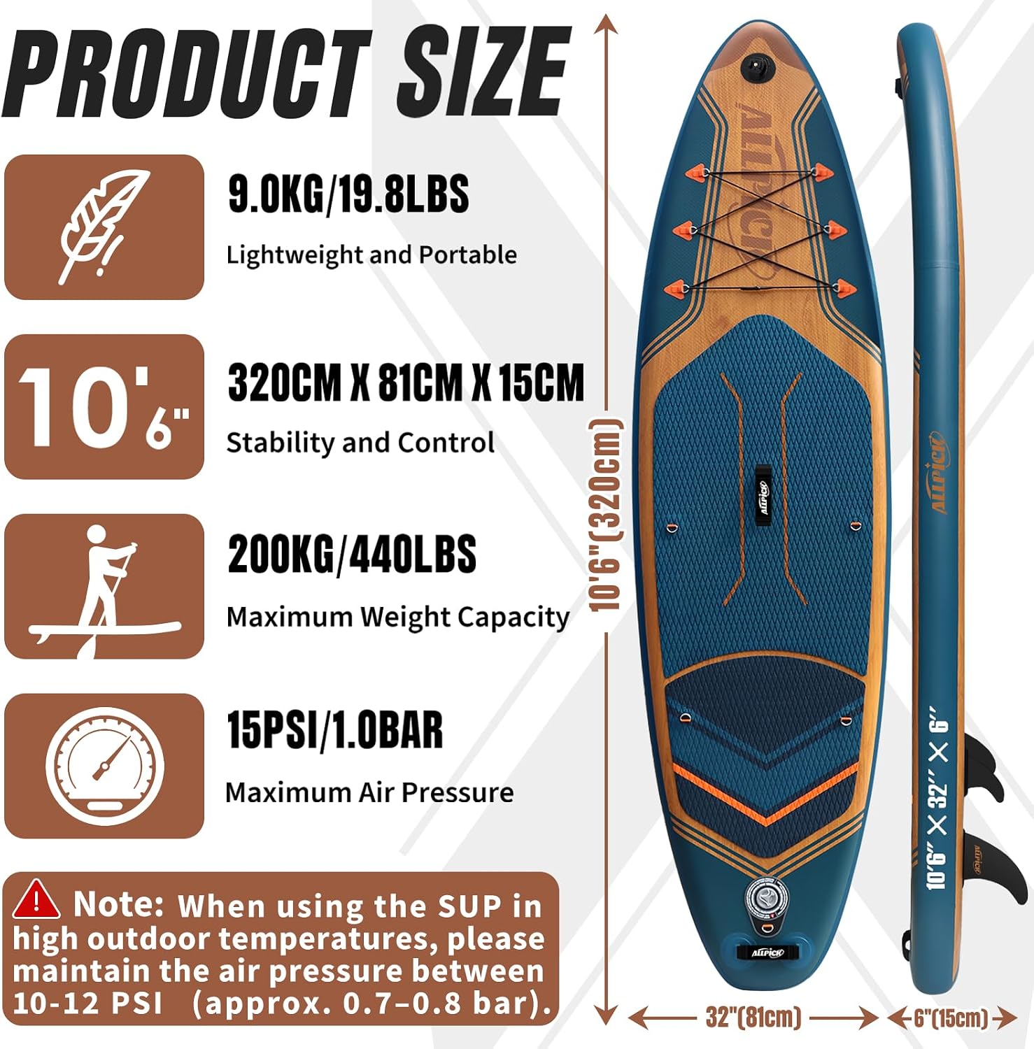Detalle de ALLPICK Premium SUP Board Set 320 cm đ
