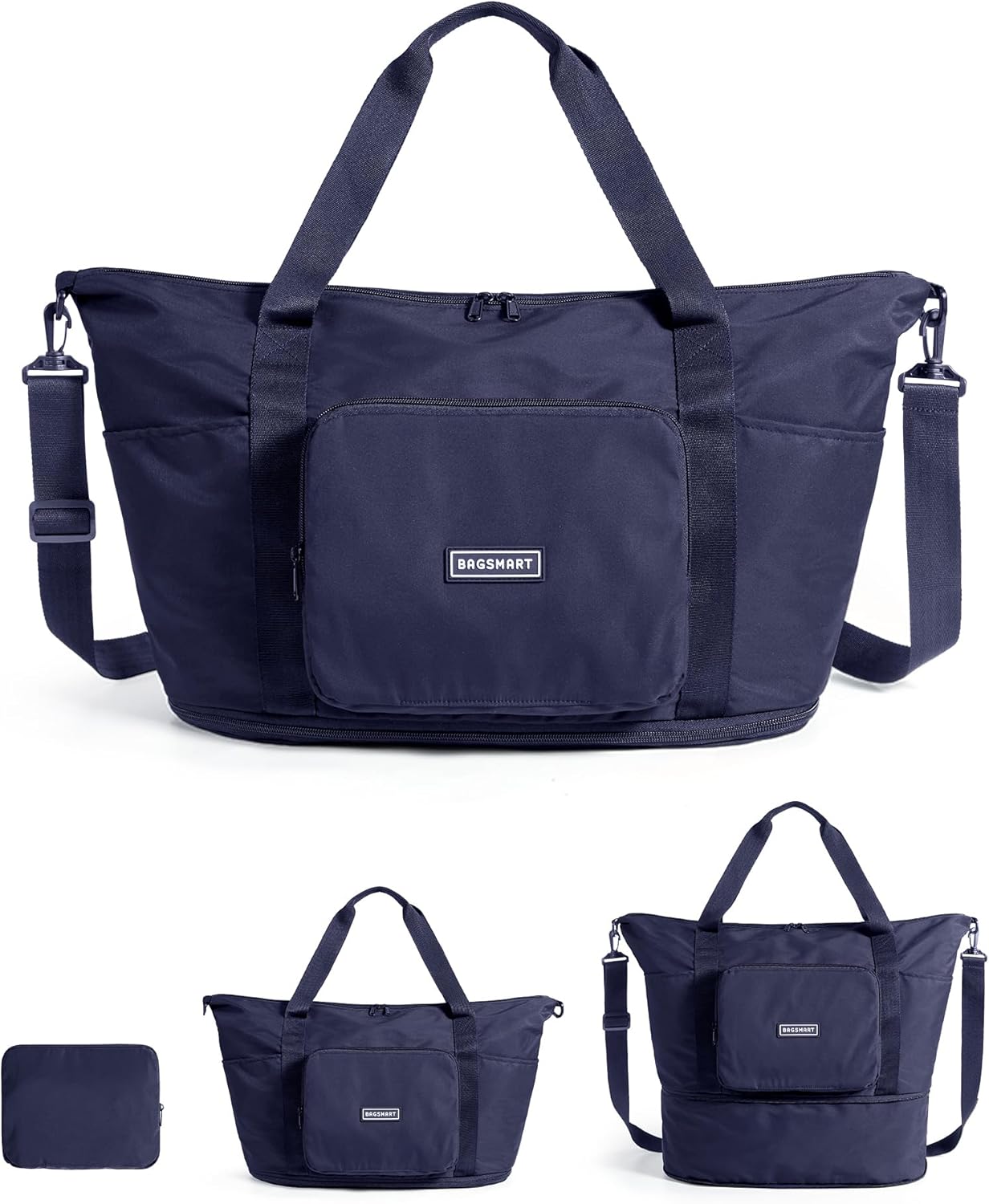 Detalle de BAGSMART Foldable Travel Duffle Bag for Women, 24–37L – Dark Blue