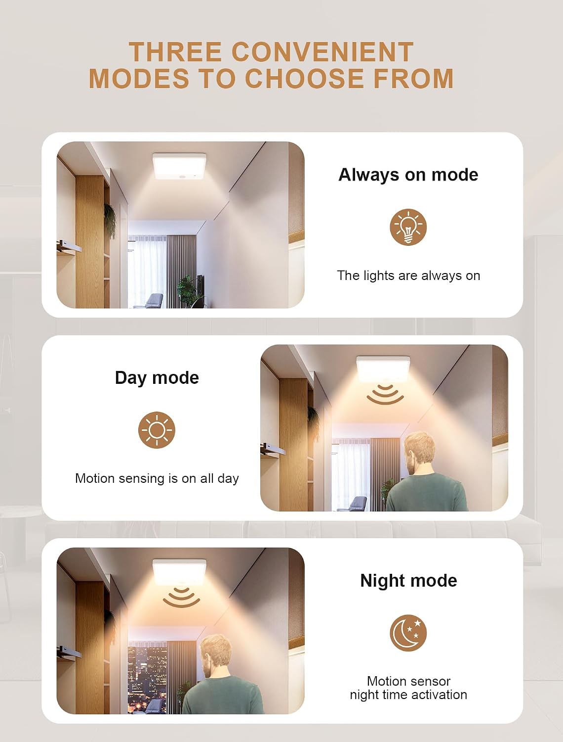 Detalle de Tnight Motion Sensor Ceiling Light, 6.4-Inch Rechargeable LED with Remote