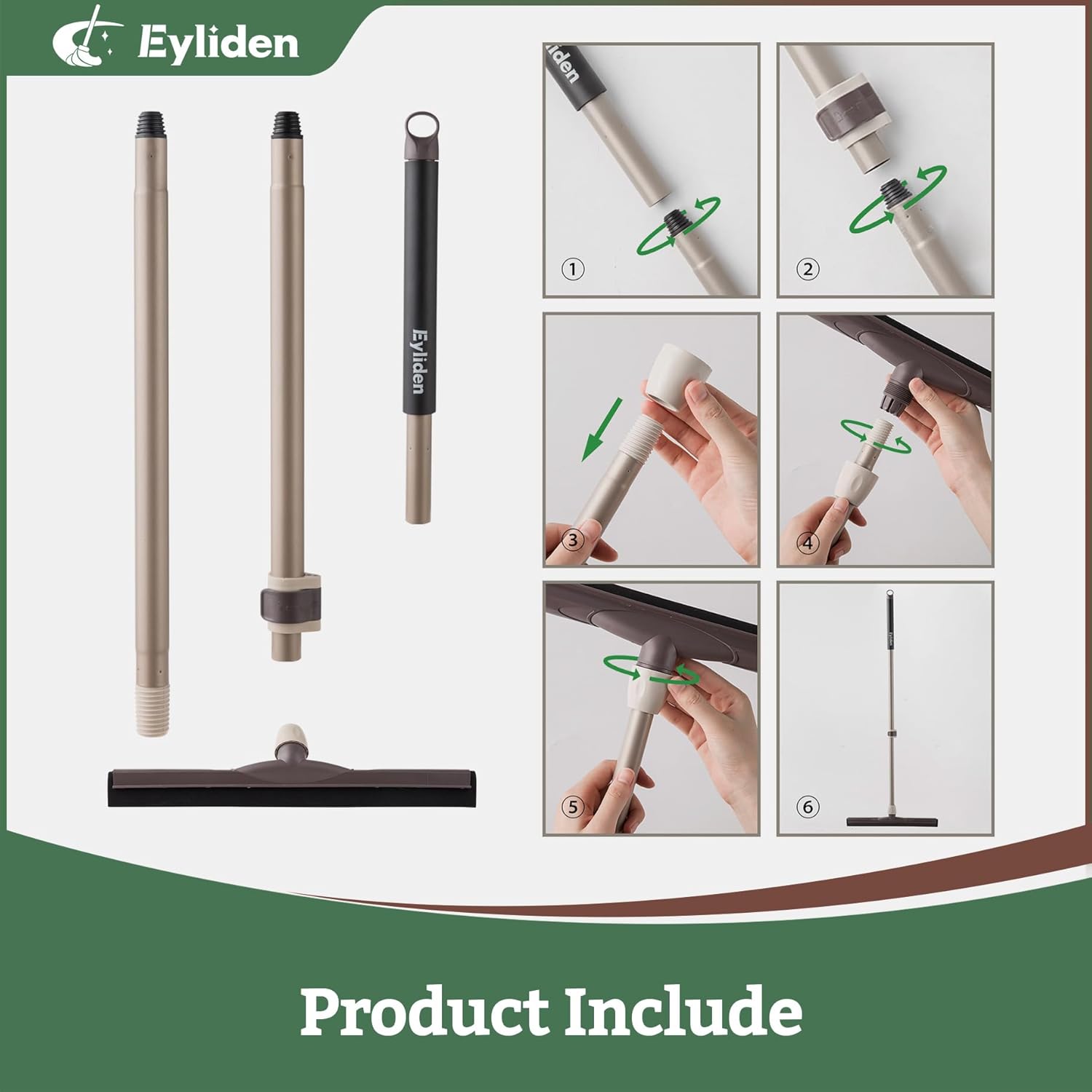 Thumbnail 6 de Eyliden Floor Squeegee Heavy Duty for Water Removal – 138 cm Telescopic Handle with EVA Foam Blade