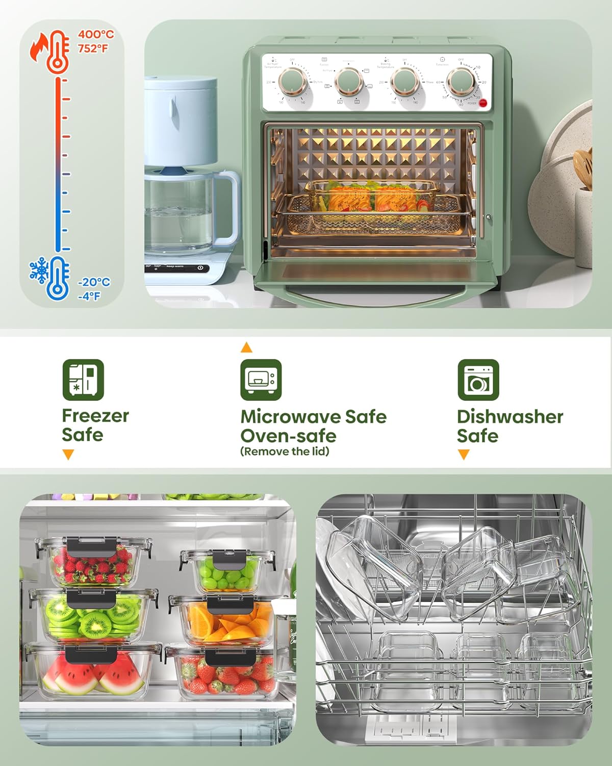 Thumbnail 3 de KEMETHY 40 PCS Glass Food Storage Containers with Lids – Borosilicate Glass, BPA-Free & Leak-Proof