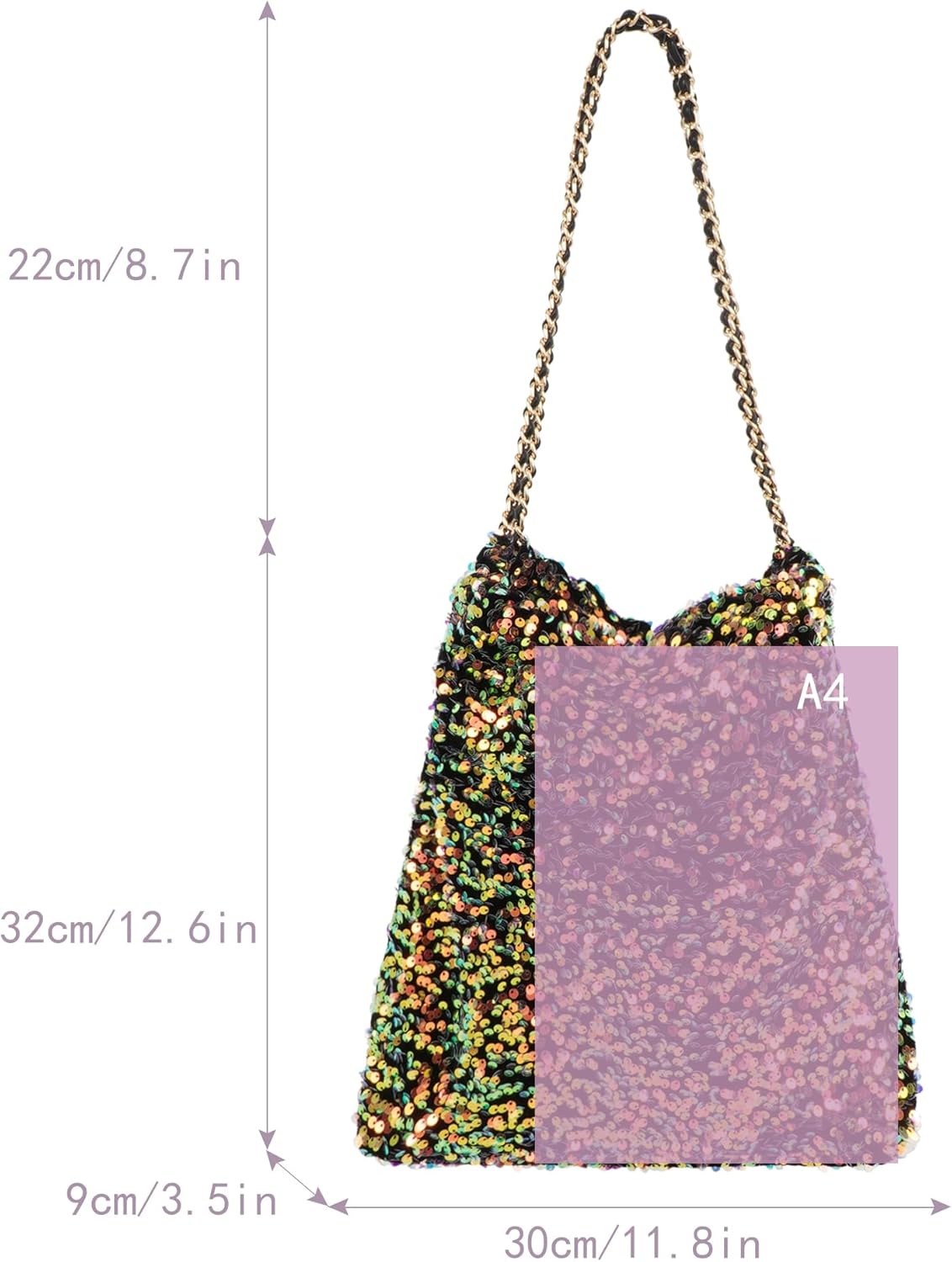 Thumbnail 5 de Meliyya Pailletten Shopper Tote Bag – Schultertasche mit Magnetverschluss für Alltag, Party & College