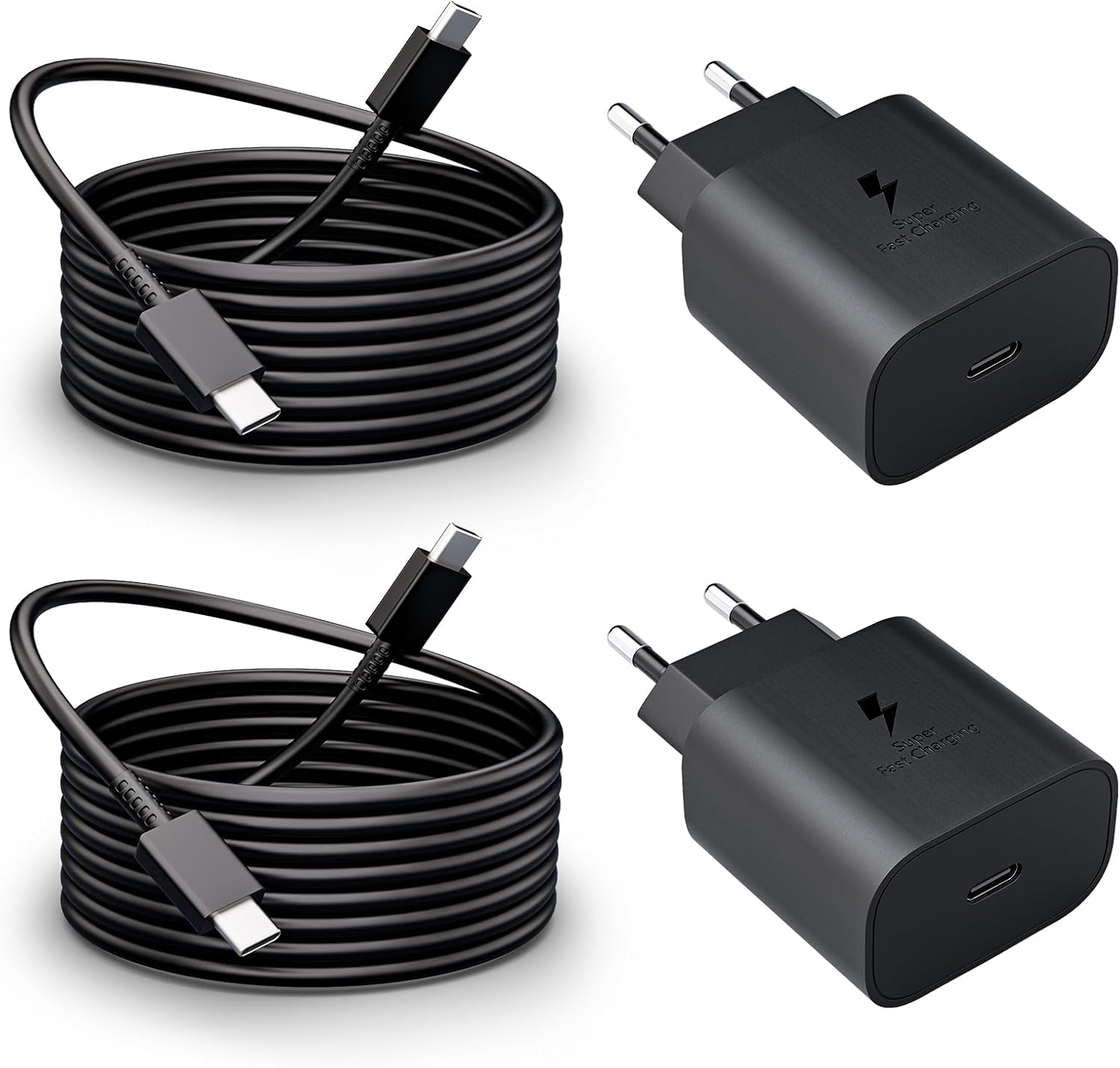 Detalle de 2er-Pack 25W USB-C Ladegerät mit 2 m Kabel – Schnellladegerät für Samsung Galaxy Serie