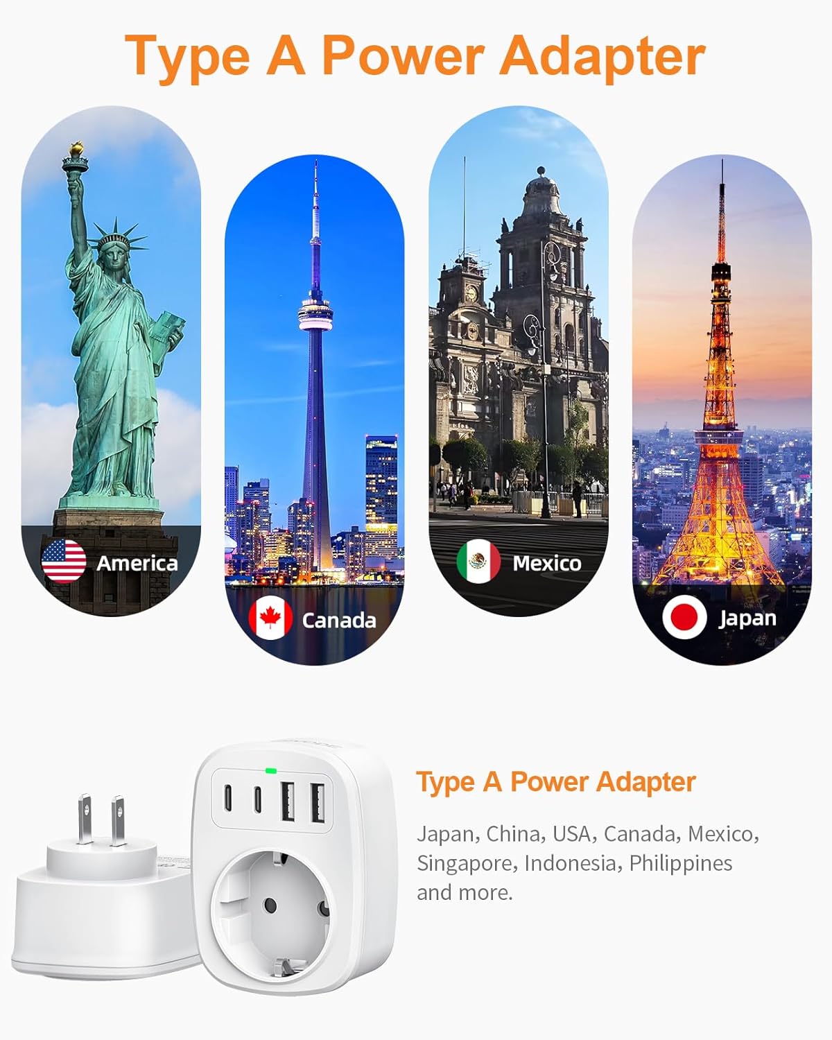 Thumbnail 1 de Reiseadapter Japan 5‑in‑1 2500W 🔌