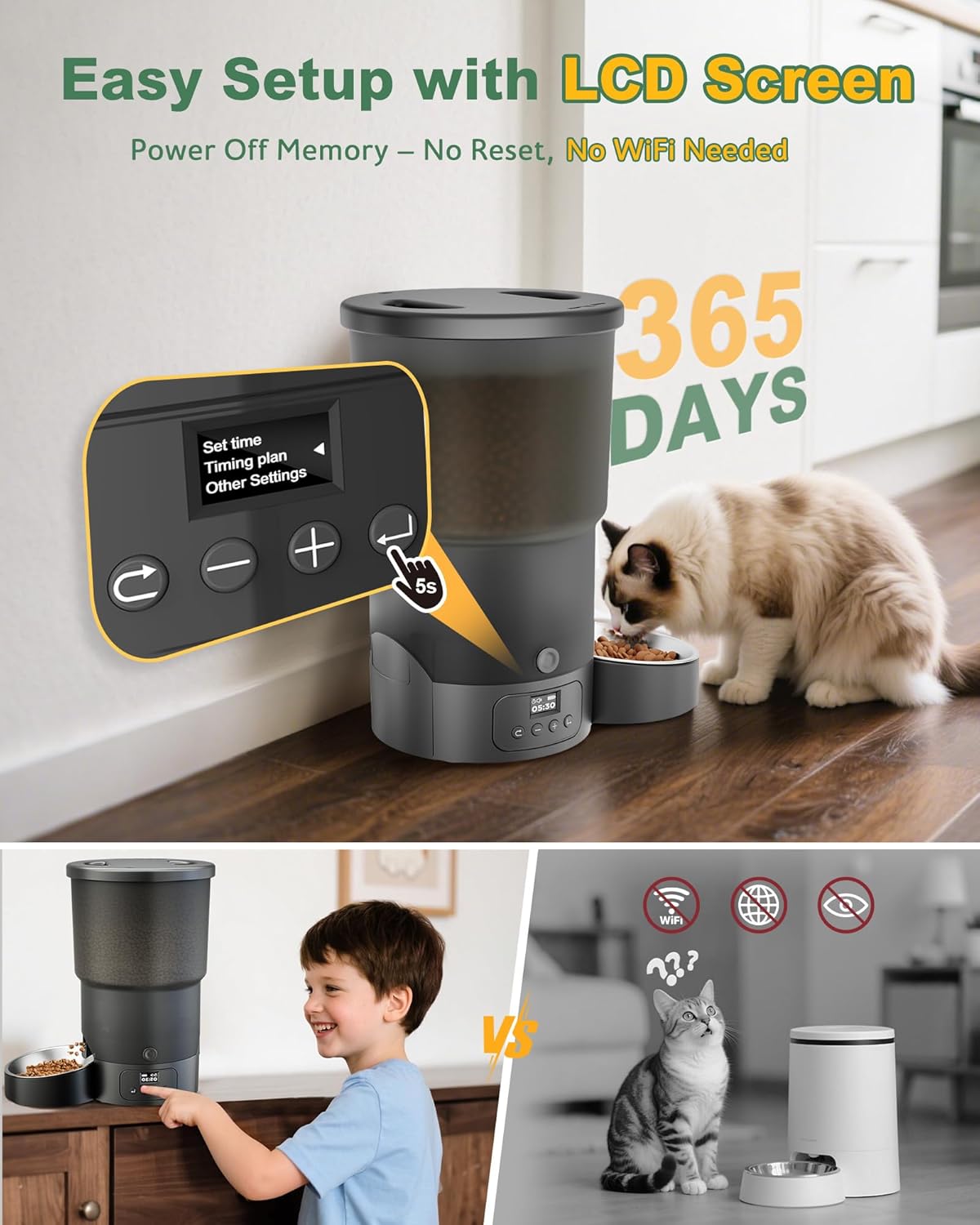 Detalle 2 de Gimars 5L comedero automático para gatos