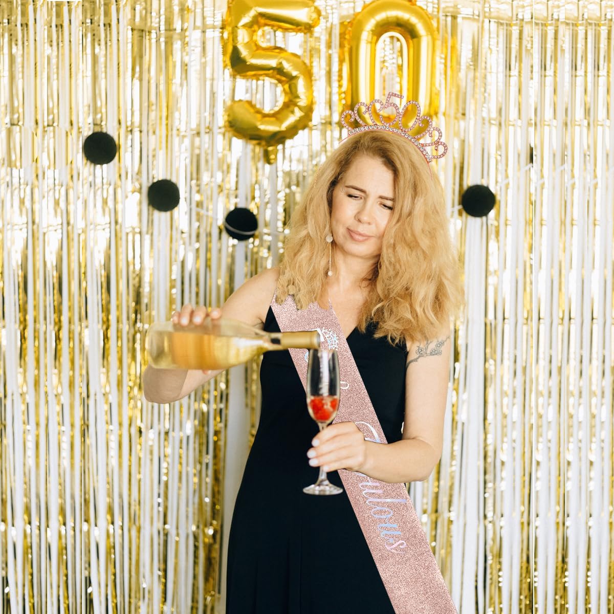 Thumbnail 4 de 50th Birthday Rose Gold Sash & Headband