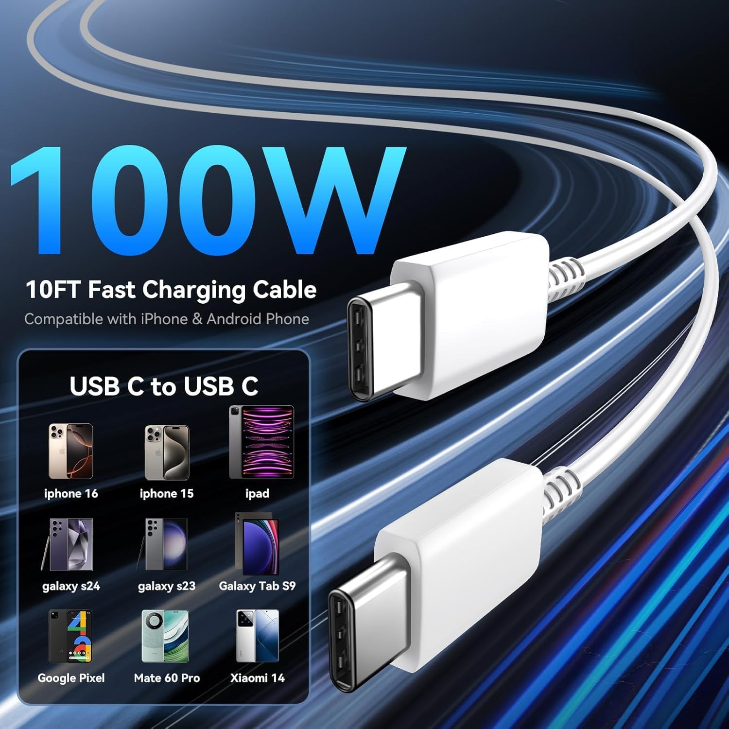 Thumbnail 5 de Auorld 45W USB-C iPhone Fast Charger (Dual Port) with Long 10 ft USB-C Cable