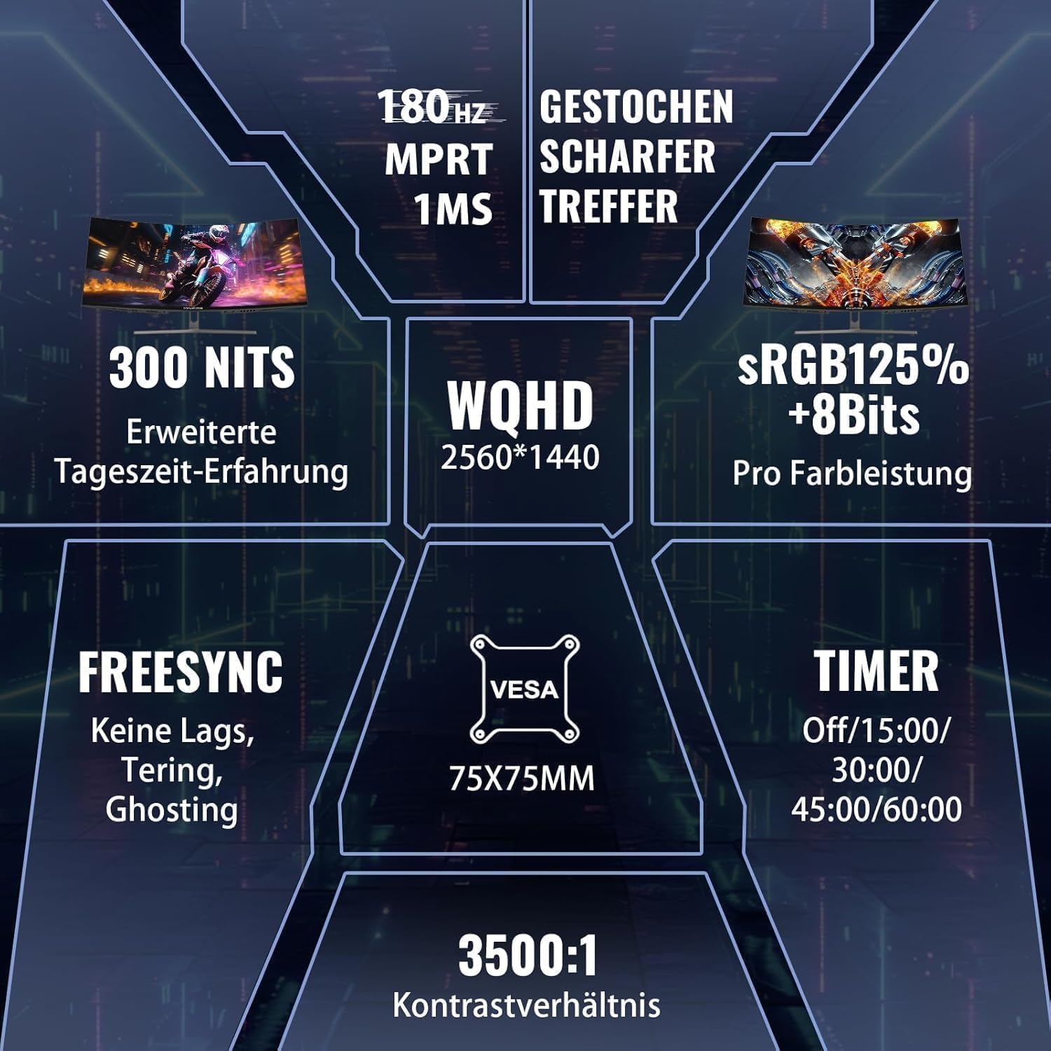 Detalle 2 de Minifire MFG32C3Q 32" Curved Gaming-Monitor 2K 180Hz
