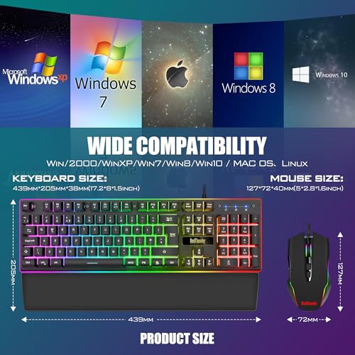 Detalle de RedThunder K10 Wired Gaming Keyboard and Mouse Combo (UK Layout)