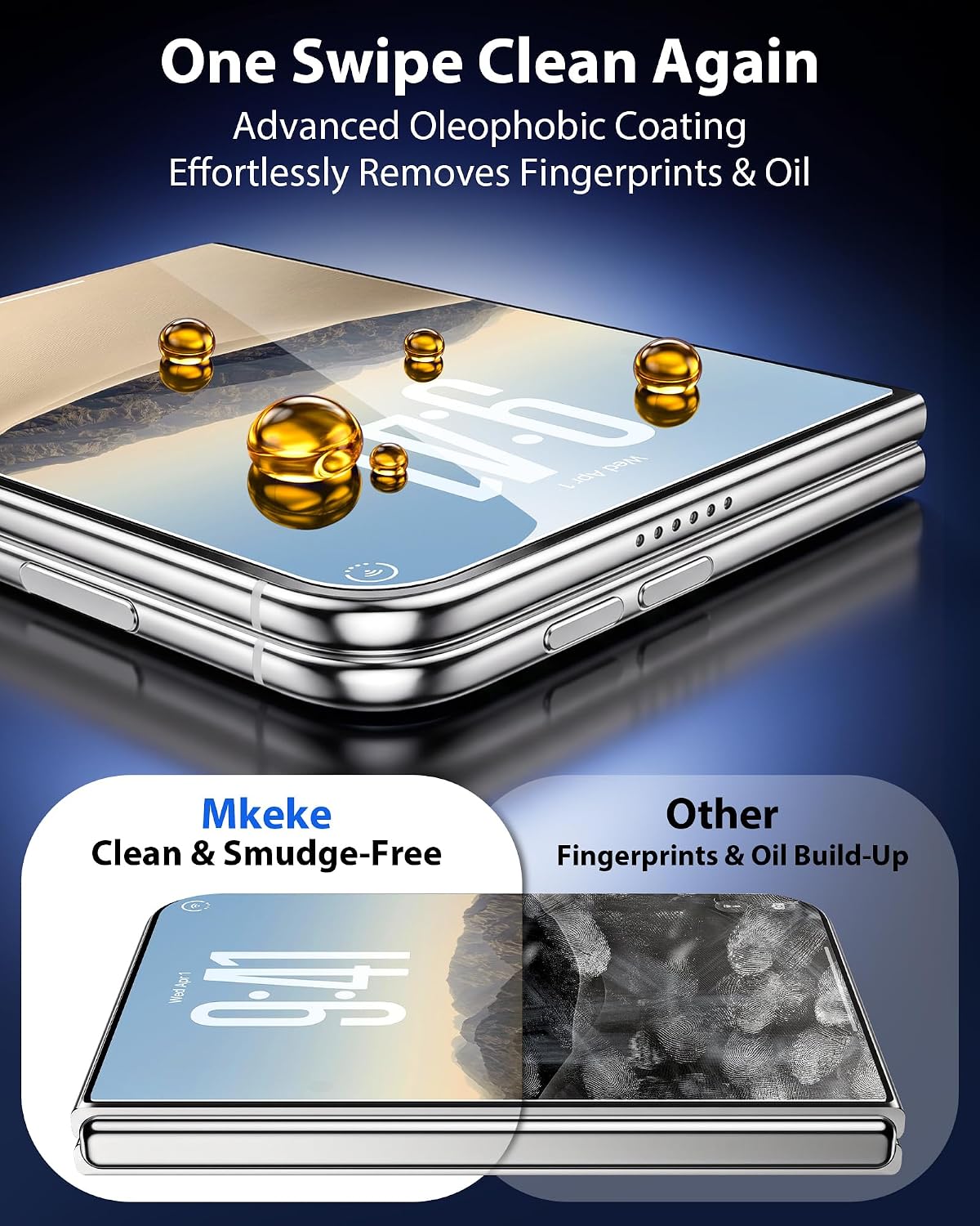 Detalle 1 de Mkeke KG8-Fold Screen Protector 3-Pack for iPhone Duo, 9H+ Tempered Glass