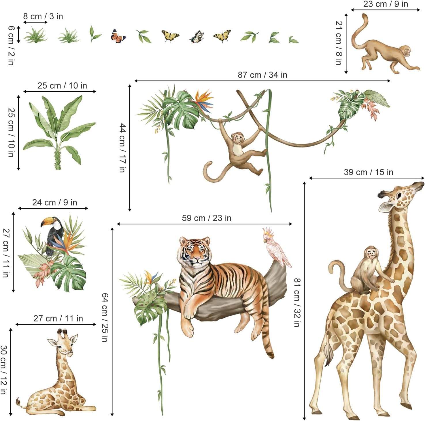 Thumbnail 3 de wondever Jungle Animal Wall Stickers