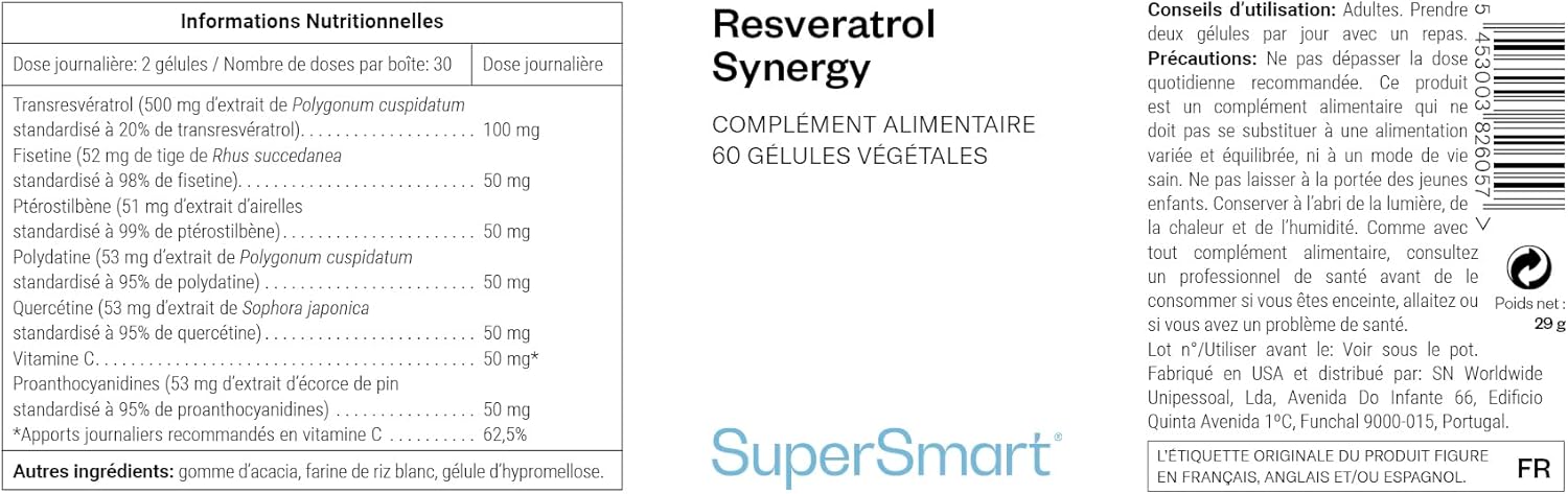 Thumbnail 2 de Resveratrol Synergy - Puissants Antioxydants Naturels par SuperSmart (Vegan & Sans Gluten)