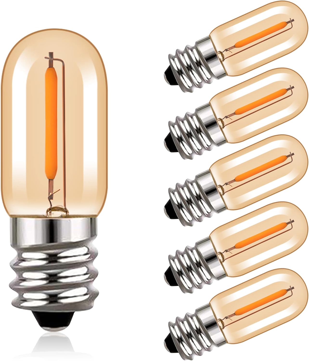 Detalle de Hcnew T16 E12 LED-lampen, 1 W, 2200 K warmwit, bruin glas, 6 stuks