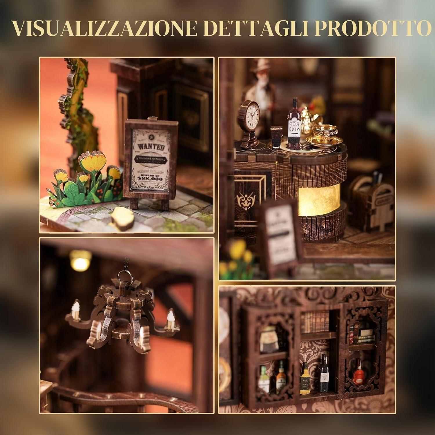 Detalle de LUMYCE Kit Book Nook DIY per Adulti: Diorama in Miniatura con Luci LED per Librerie e Scrivania