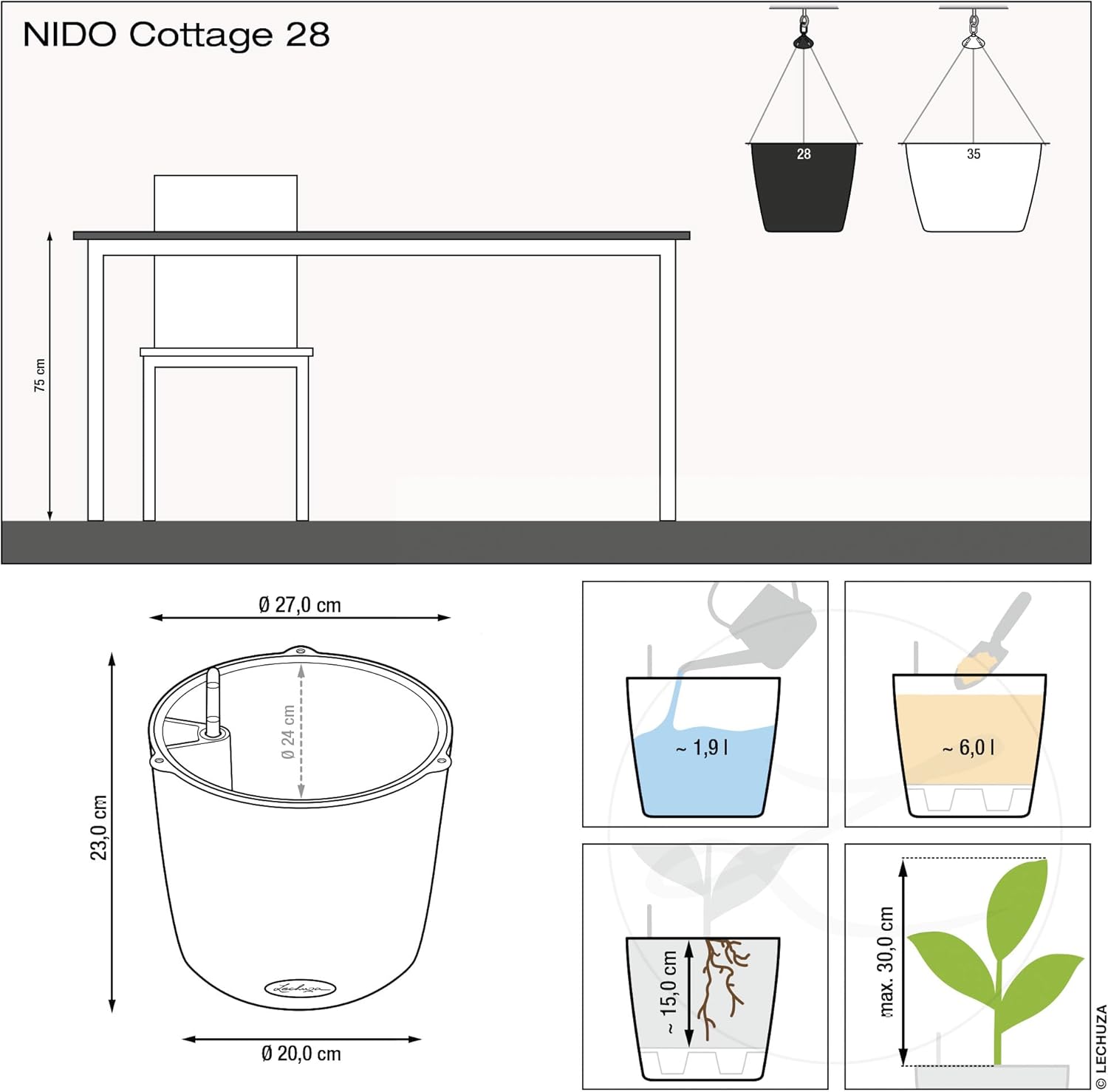 Detalle 2 de Lechuza Nido Cottage Granit Bewässerung
