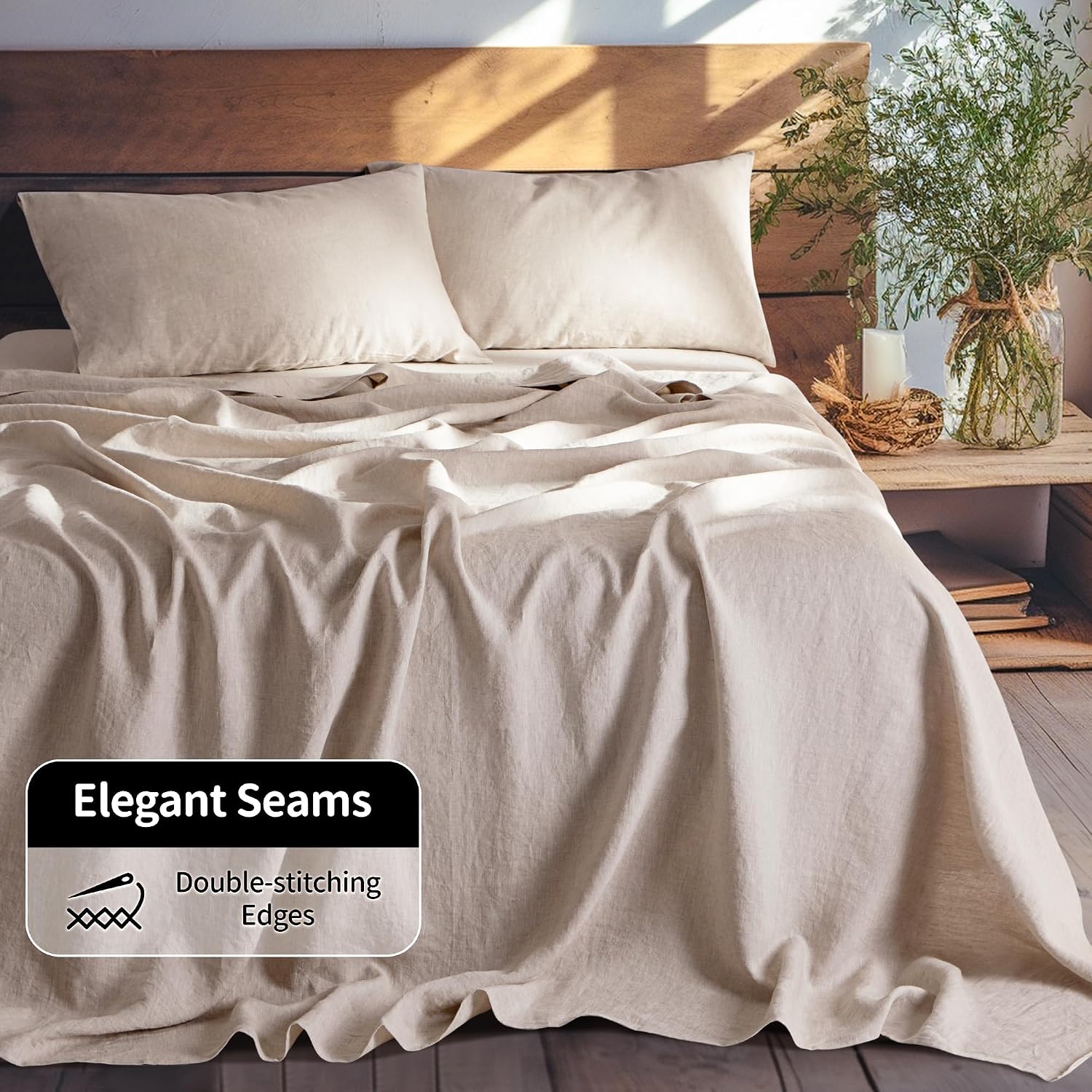 Detalle 2 de LBRO2M Linen Sheet Set Queen 4-Piece