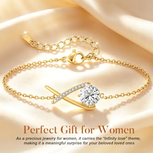 Detalle de CDE Infinity Bracelets for Women Birthstone Bracelet with 14K Gold Plated