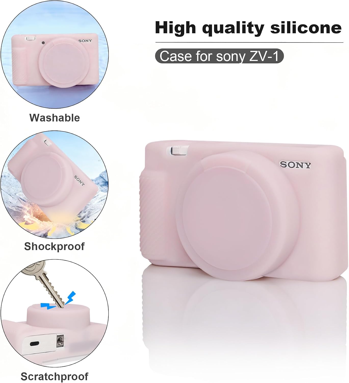 Thumbnail 3 de BOVKE 2-in-1 Camera Case for Sony ZV-1 — Silicone Skin + Hard Case Bundle (Pink)