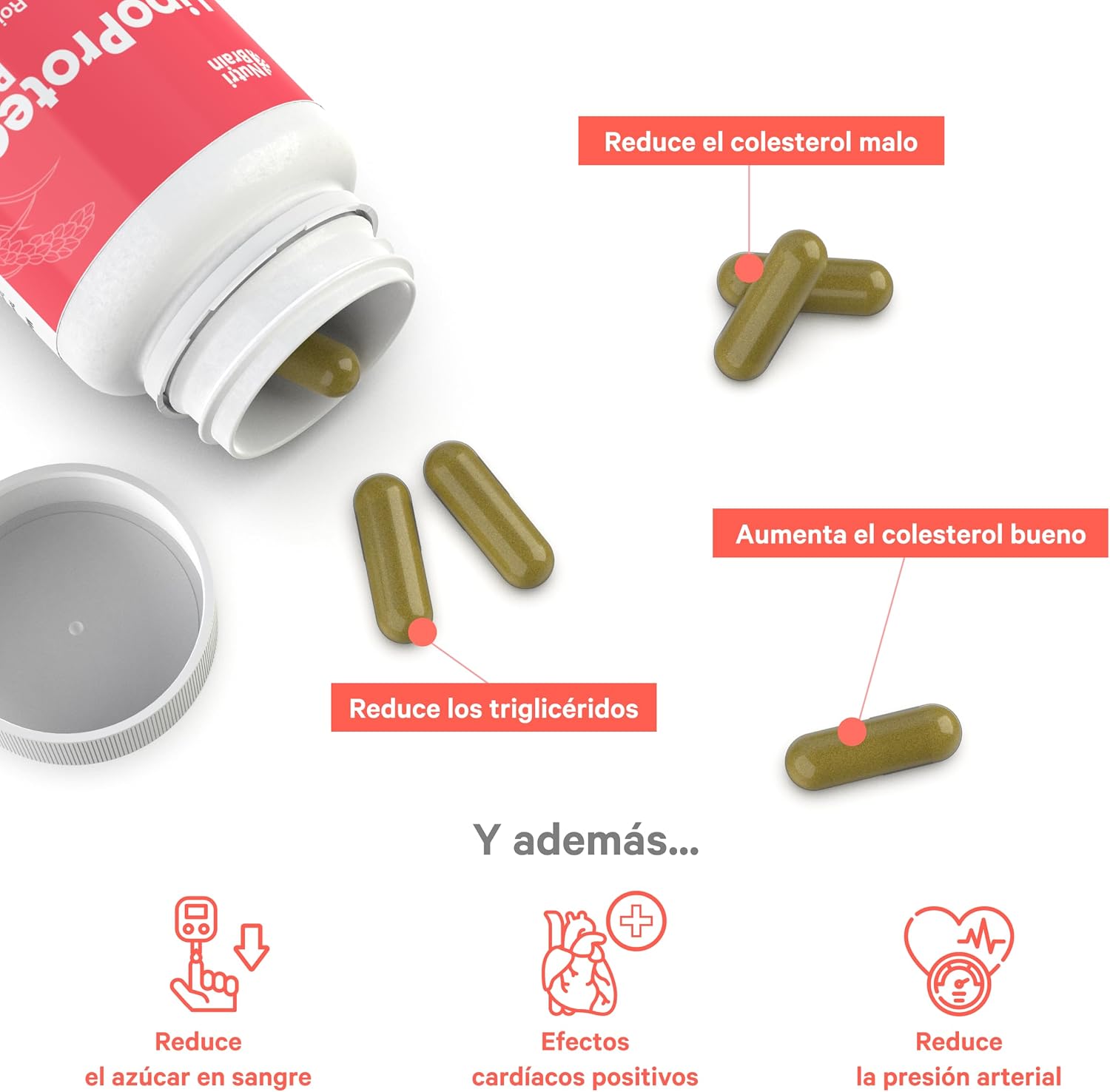 Detalle 2 de LIPO-Protect PLUS Levadura Arroz Rojo XXL 🌾 | 60 Caps
