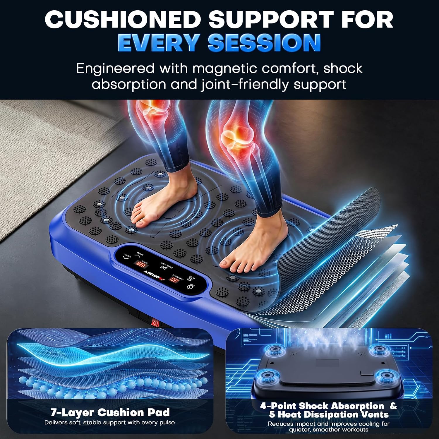 Detalle 1 de MOSUNY JTF017A Vibration Plate with 199 Speeds, 7 Modes and Speaker