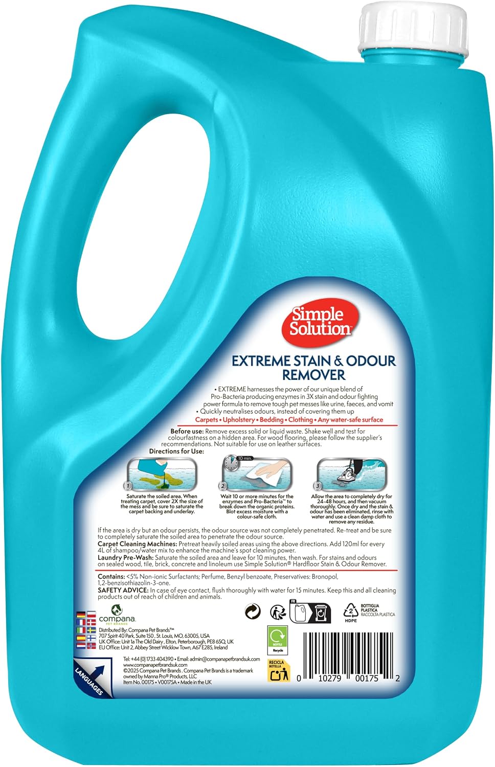 Detalle de Simple Solution Extreme Elimina Macchie e Odori per Cani & Cani - 4Ltr