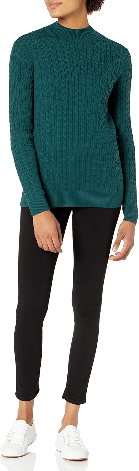 Thumbnail 3 de Amazon Essentials Damen leichter Langarm-Pullover mit Stehkragen und Zopfmuster in klassischer Passform