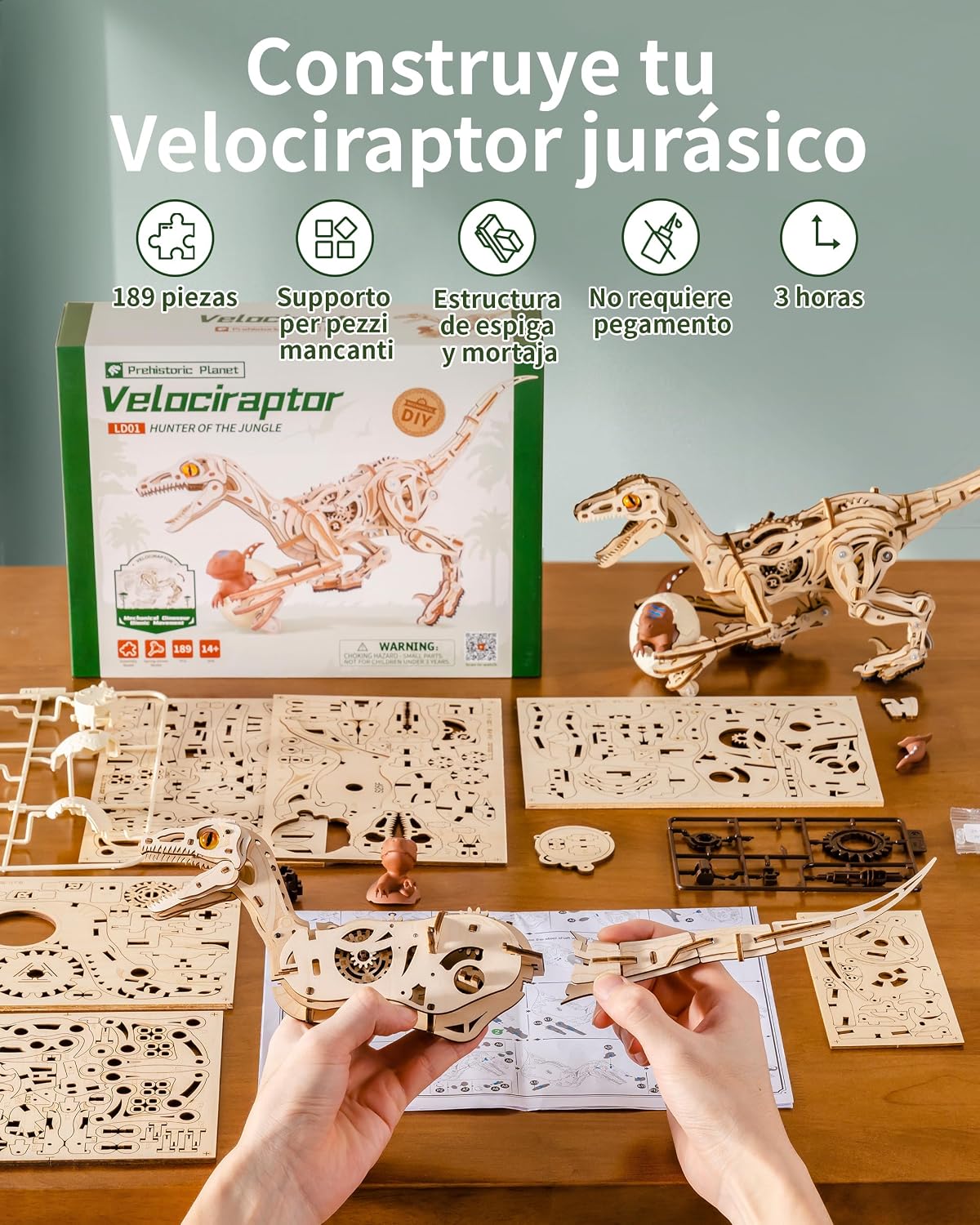 Thumbnail 4 de ROBOTIME LD01 Velociraptor 189 piezas 🦖