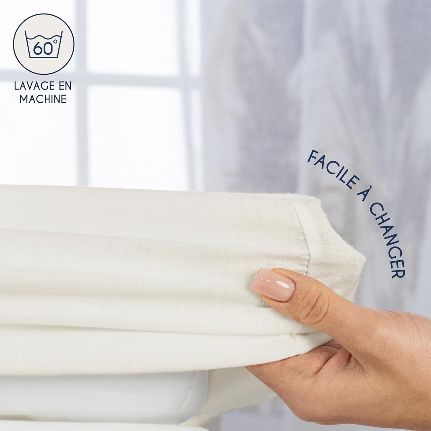 Detalle de Dreamzie Drap Housse 60x120 cm (x2) en coton jersey 145 gsm – Oeko-Tex