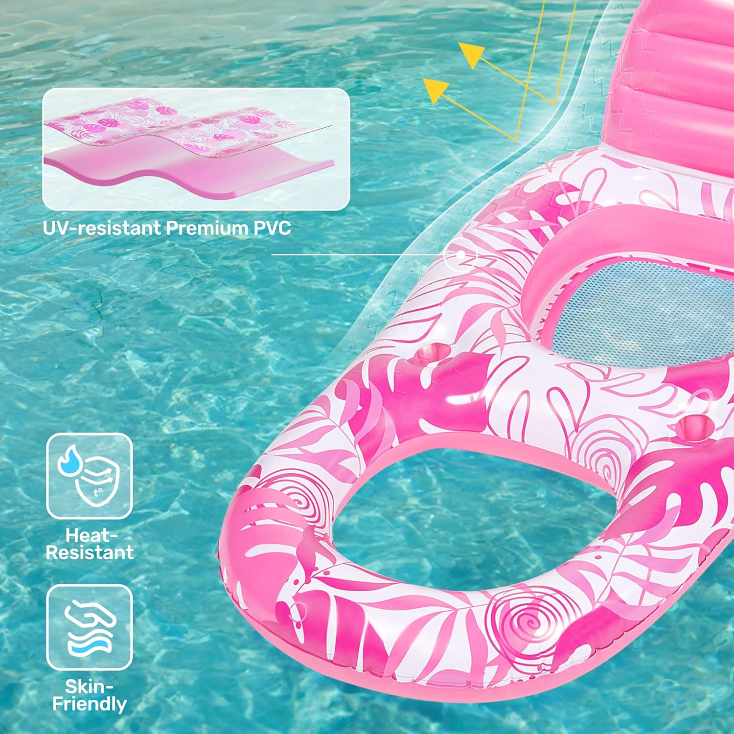 Thumbnail 2 de SLOOSH Inflatable Pool Float Lounger for Adults with Cup Holders, Foot Rest & Mesh Seat