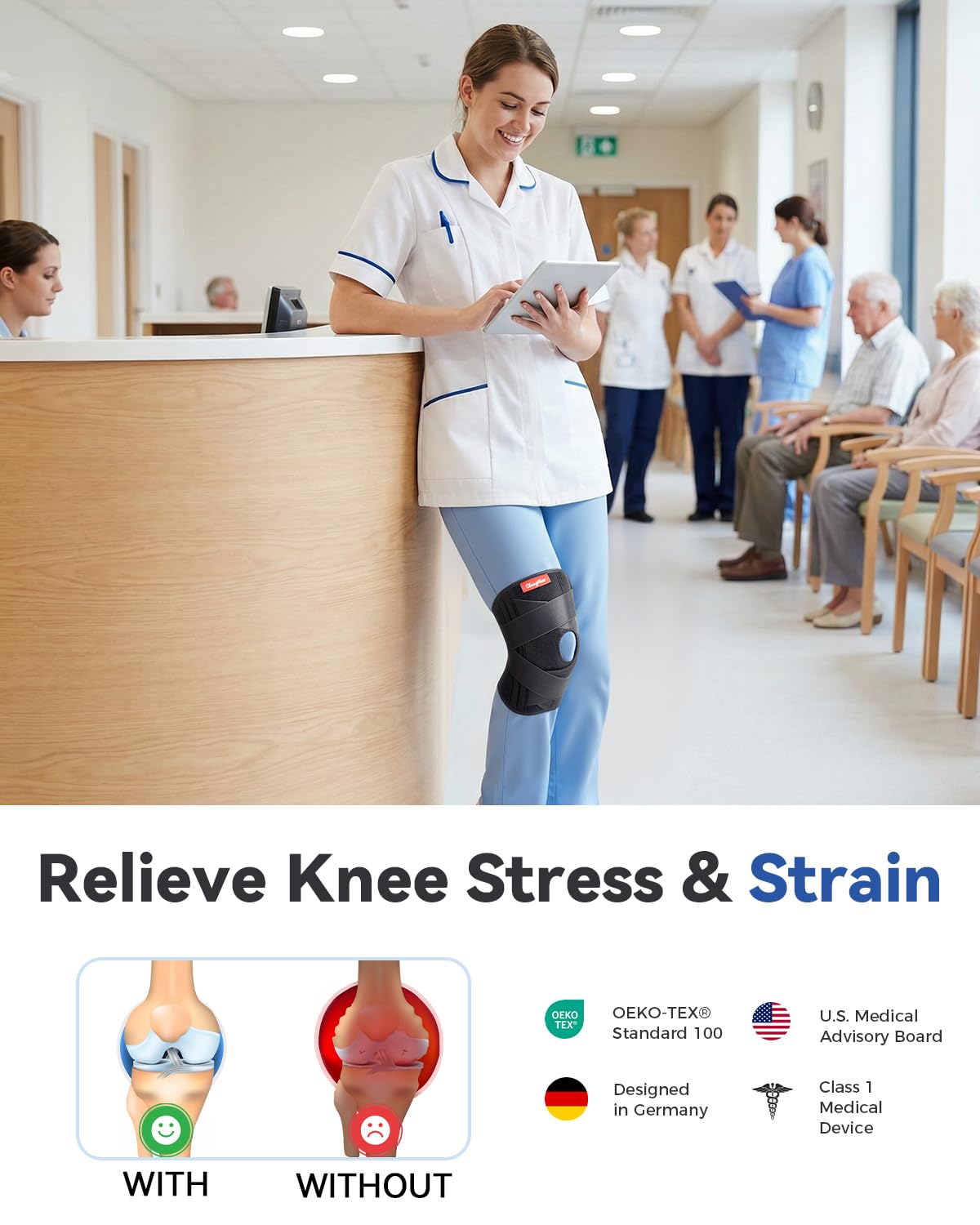 Thumbnail 6 de Medical-Grade Knee Brace for All: Adjustable, Anti-Slip Support with Side Stabilizers