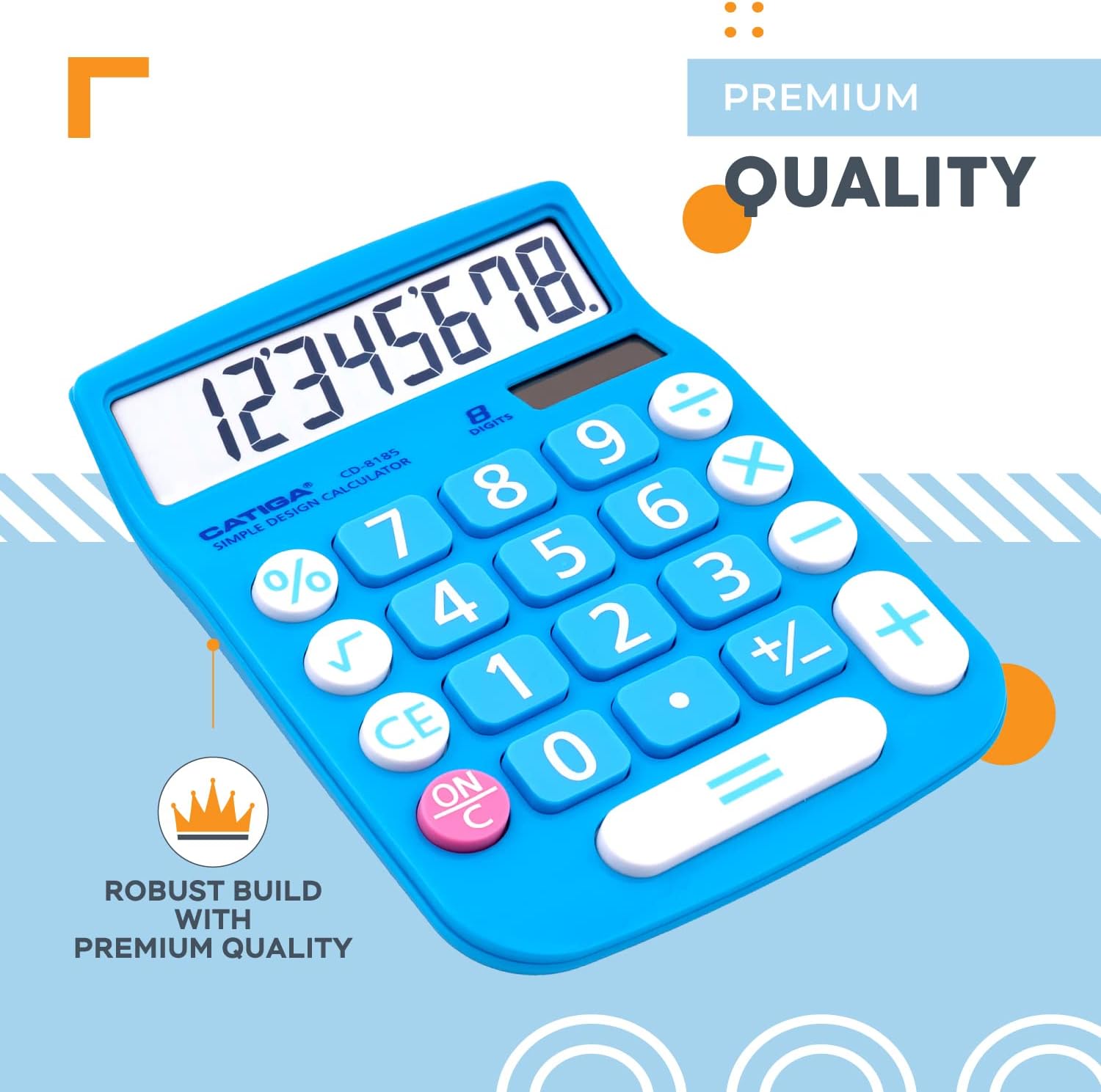 Detalle de CATIGA Desktop Calculator 8-Digit with Solar Power and LCD Display (CD-8185)