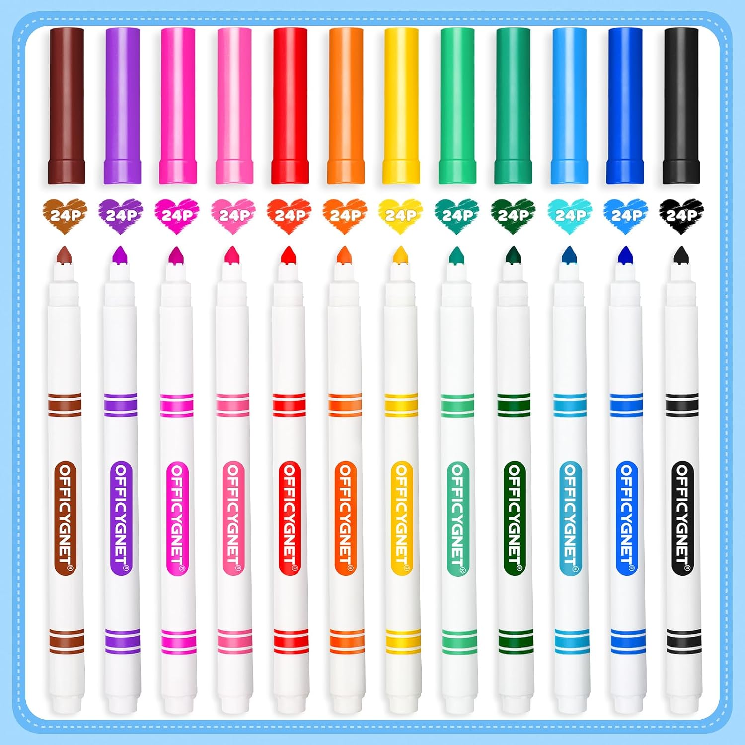 Thumbnail 2 de Officygnet 288-Count Washable Markers (Bulk) – Thin Fine Line Markers in 12 Assorted Colors