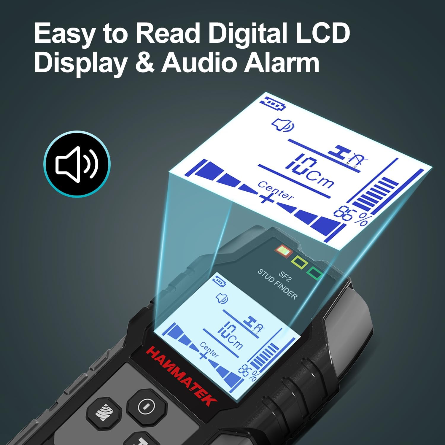 Thumbnail 5 de HANMATEK SF2 – Détecteur mural 4 en 1 pour métaux, bois et câbles CA (alarme sonore et écran LCD)