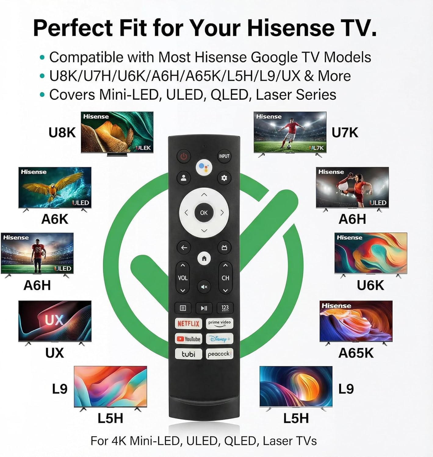 Detalle de Hisense Google TV Remote with Voice Control and Bluetooth