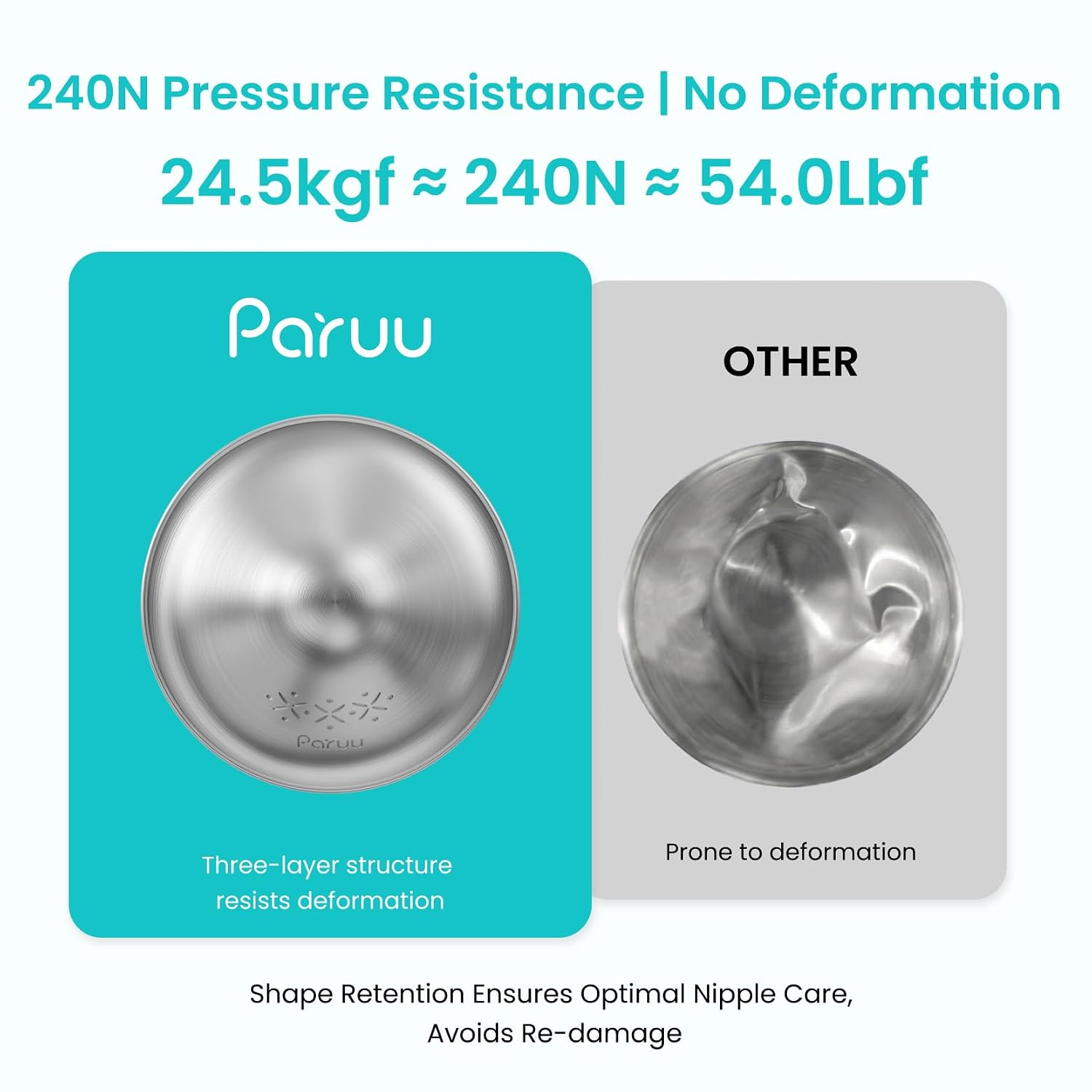 Thumbnail 2 de Paruu NS100 Silver Nursing Cups, 55mm Reusable Breastfeeding Nipple Covers