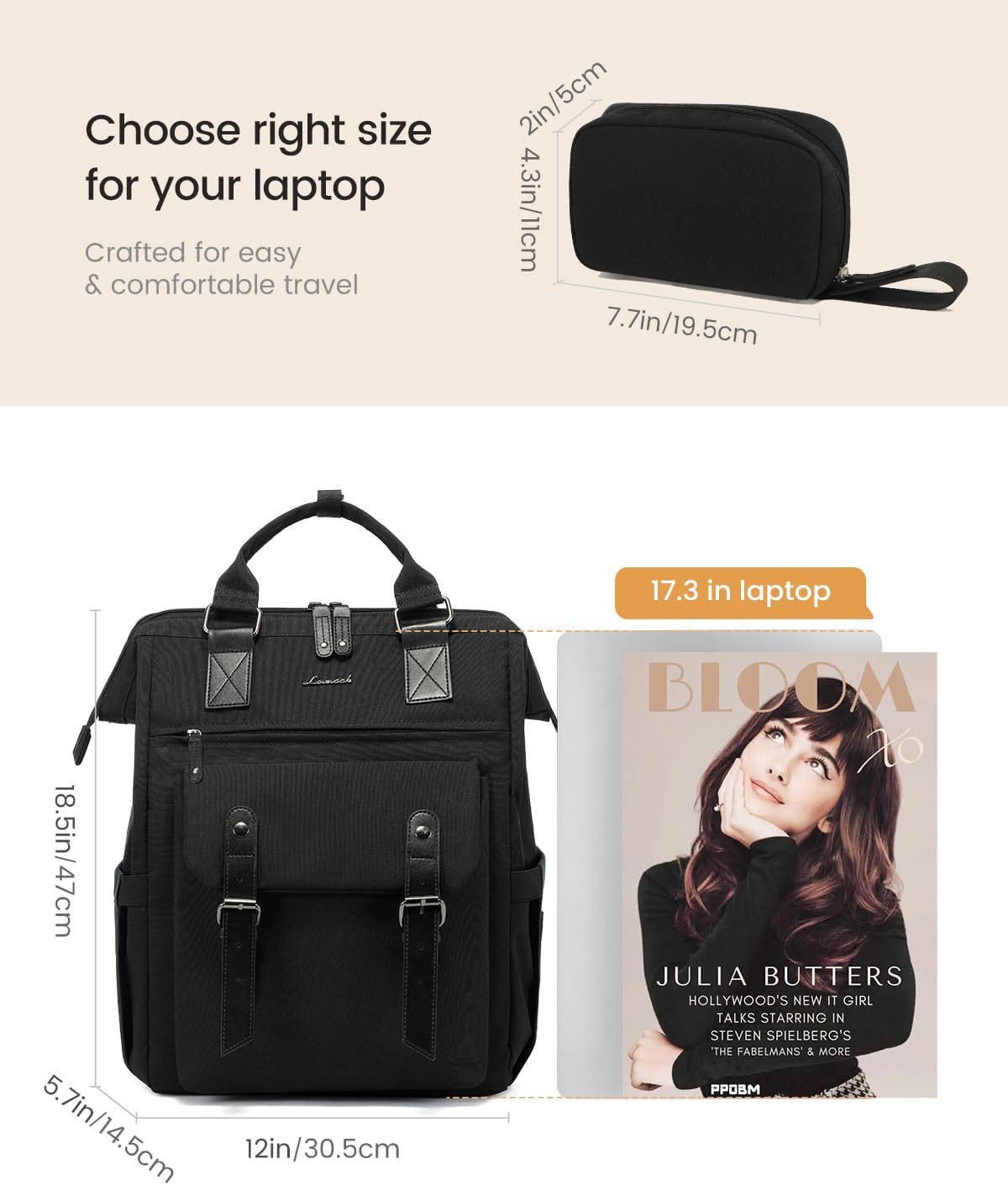 Detalle 2 de LOVEVOOK Laptop Backpack 17 inch Black