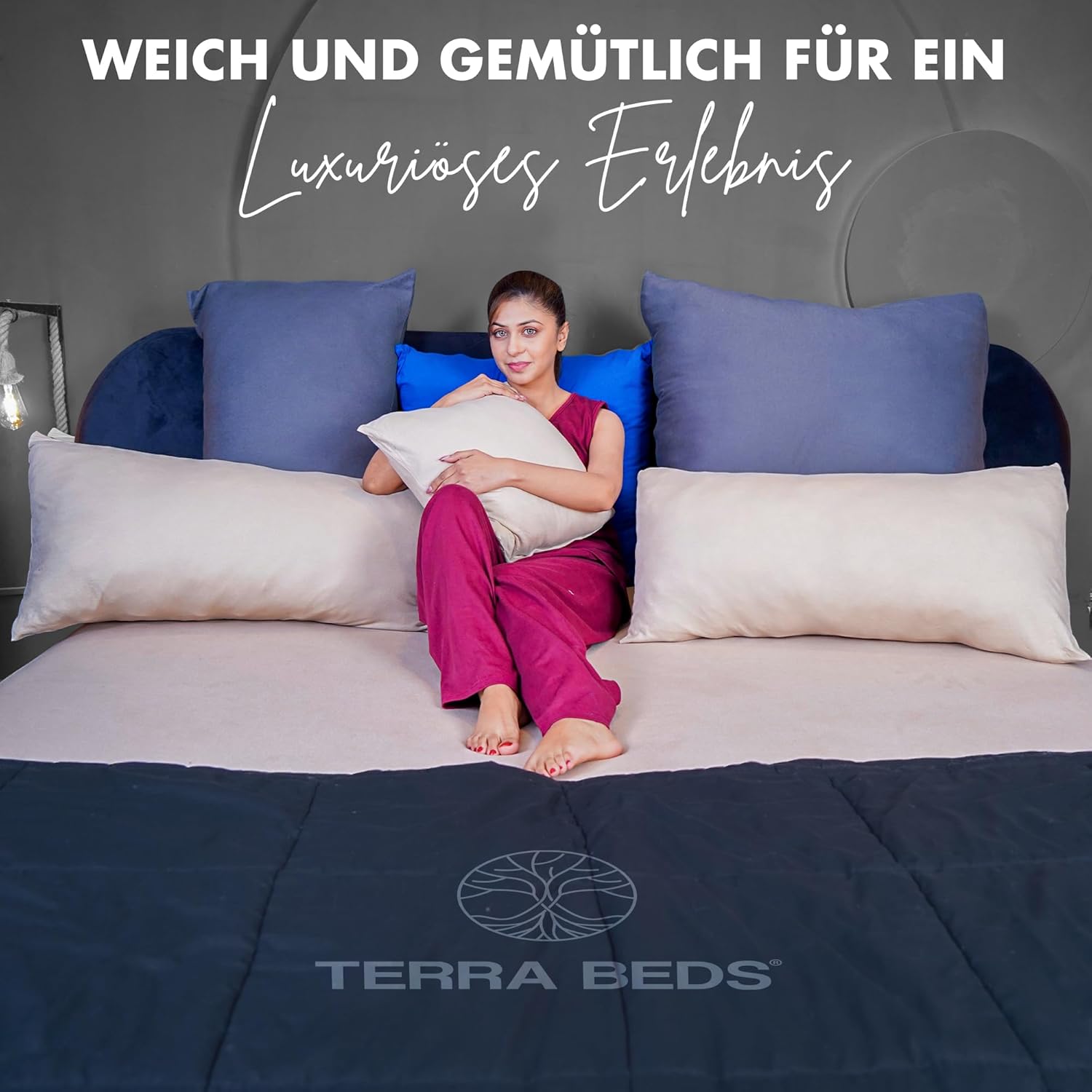 Thumbnail 5 de Terra Beds Kissenbezug 40 x 80 cm (Set mit 2) aus Jersey-Baumwolle, Oeko-Tex zertifiziert – Beige